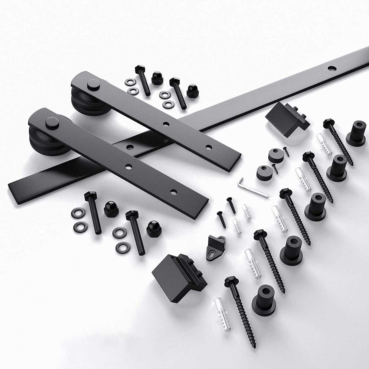 Smartstandard sliding door hook, for barn doors, "I" shaped, black,