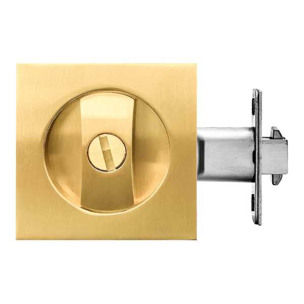Wooden Pocket, Closet, Sliding and Bi-Fold Door Lock Gold Colored & Square Shape