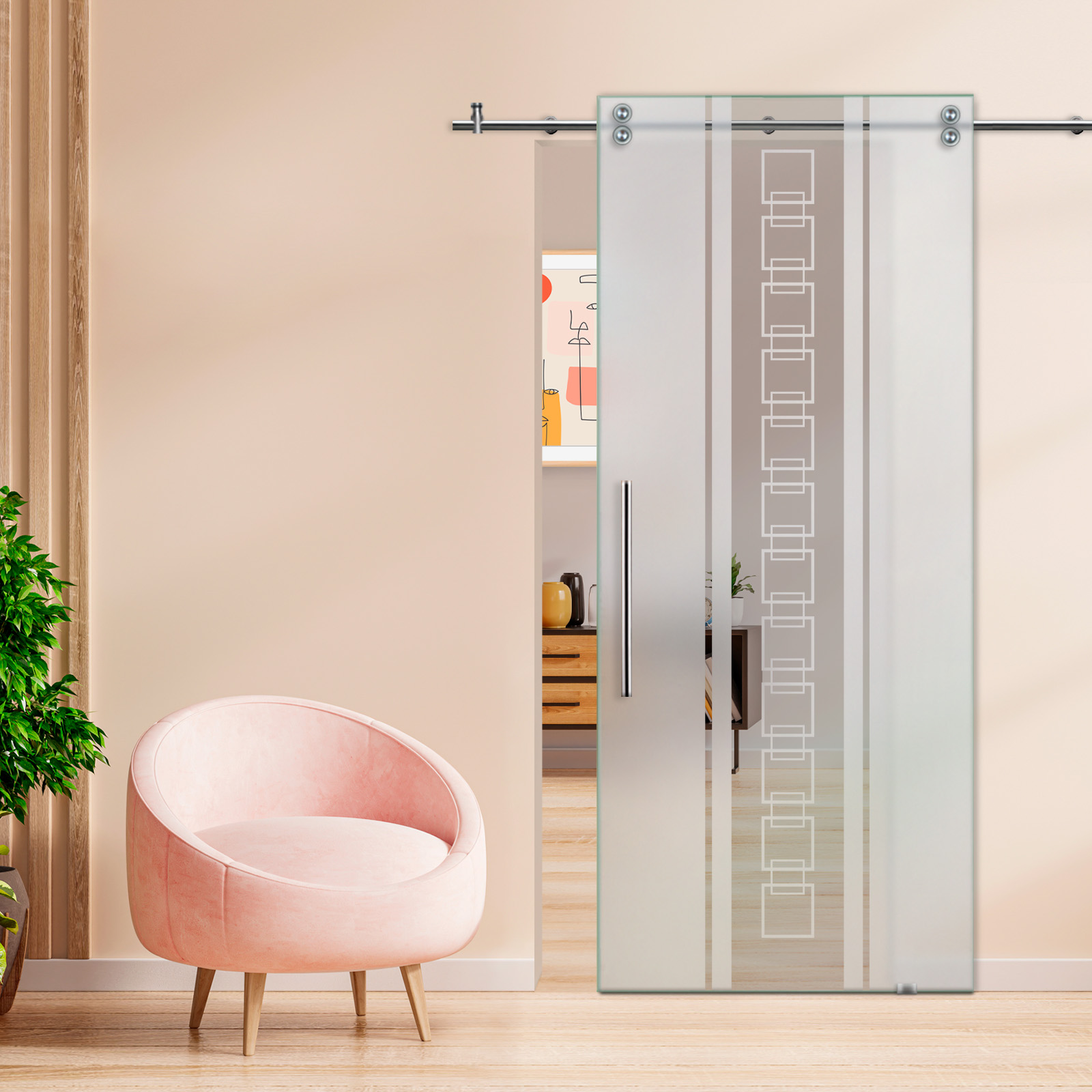 Sliding Glass Barn Door (Semi-private) T-Handle