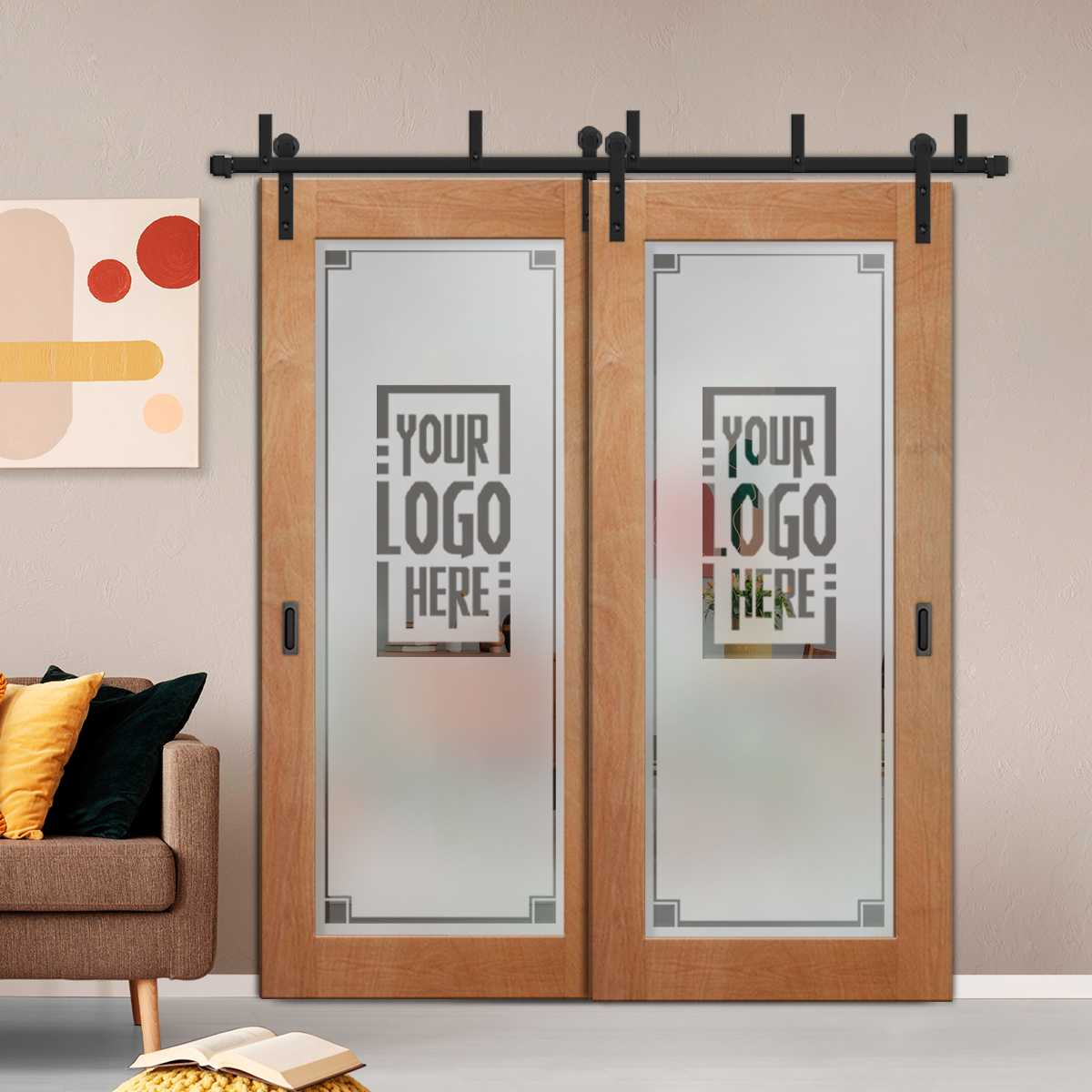 2 Leaf Sliding Barn Bypass Doors Customized (With Your Logo) BGD-7641