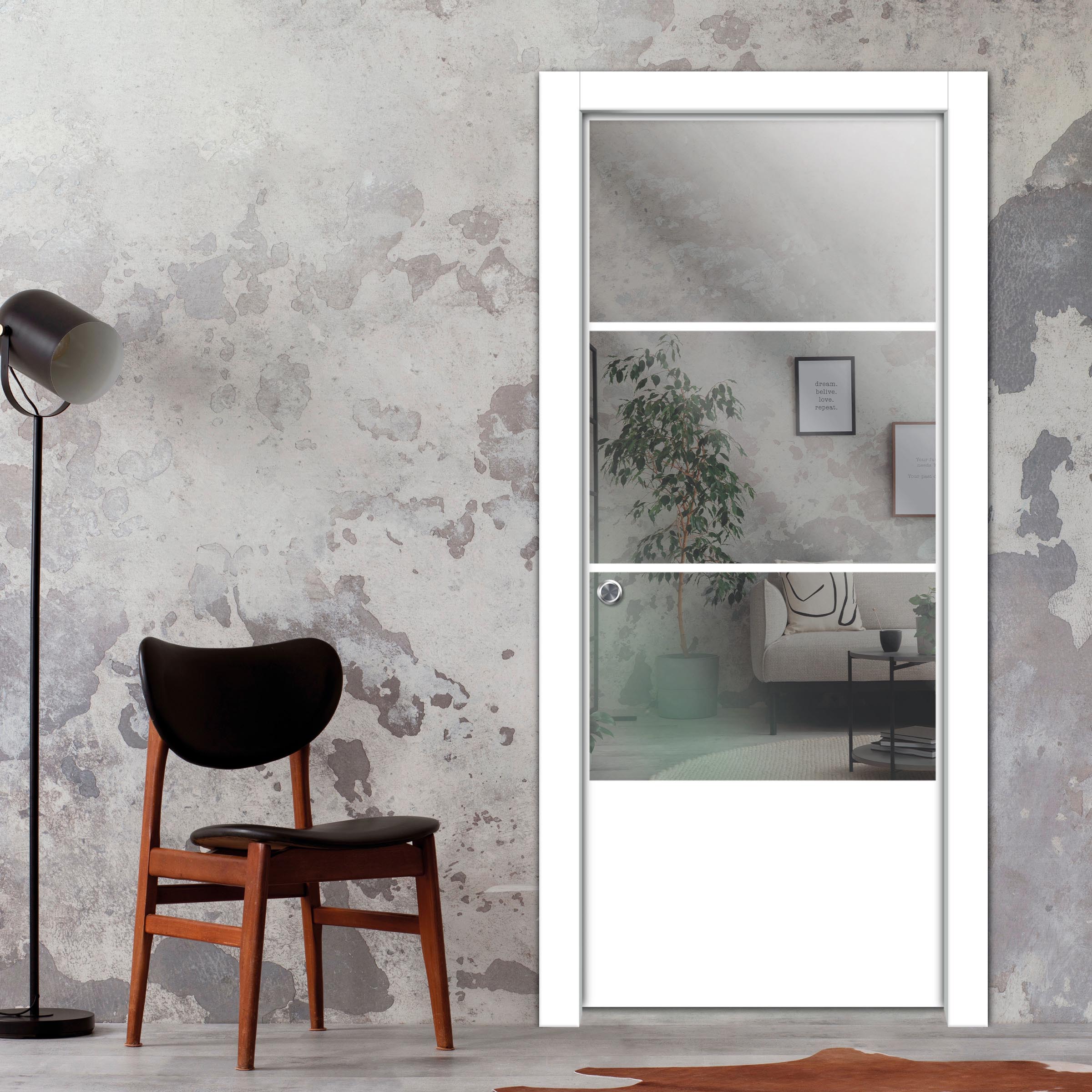 Frameless Glass Sliding Pocket Door Industrial Style PSGDIS-4271