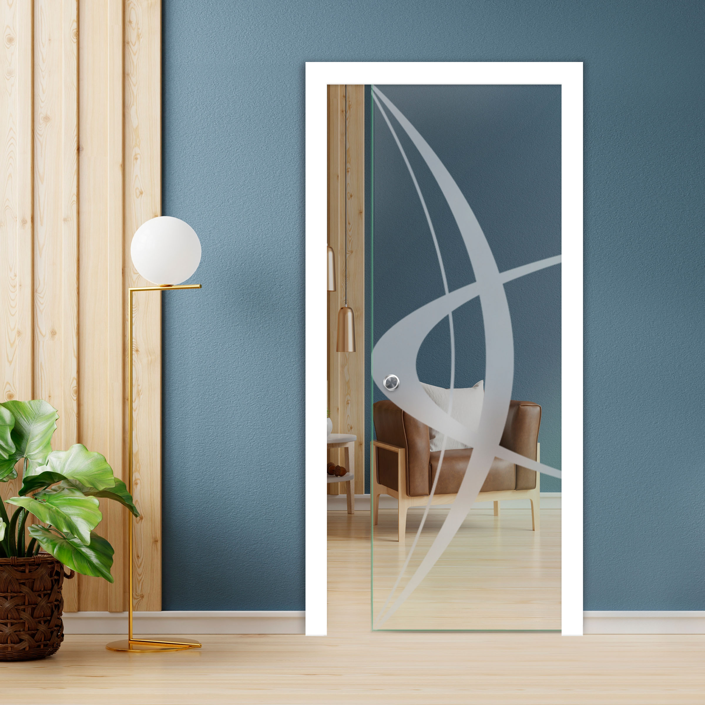 Pocket Glass Barn Door (Model PSGD-0122) With Recessed Grip