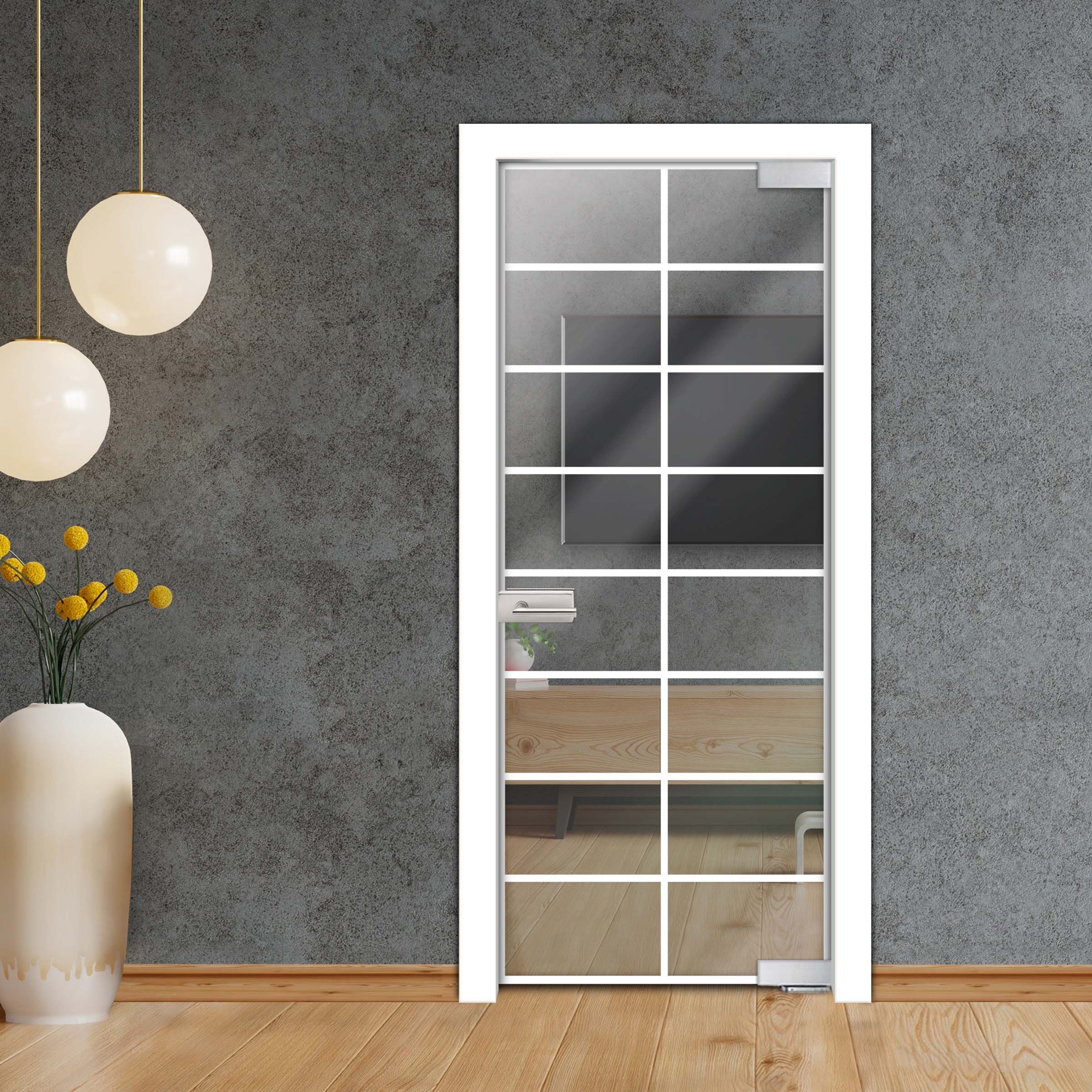 Frameless Industrial Pivot Glass Door (Black Hardware Complete Kit) PGLF-4134