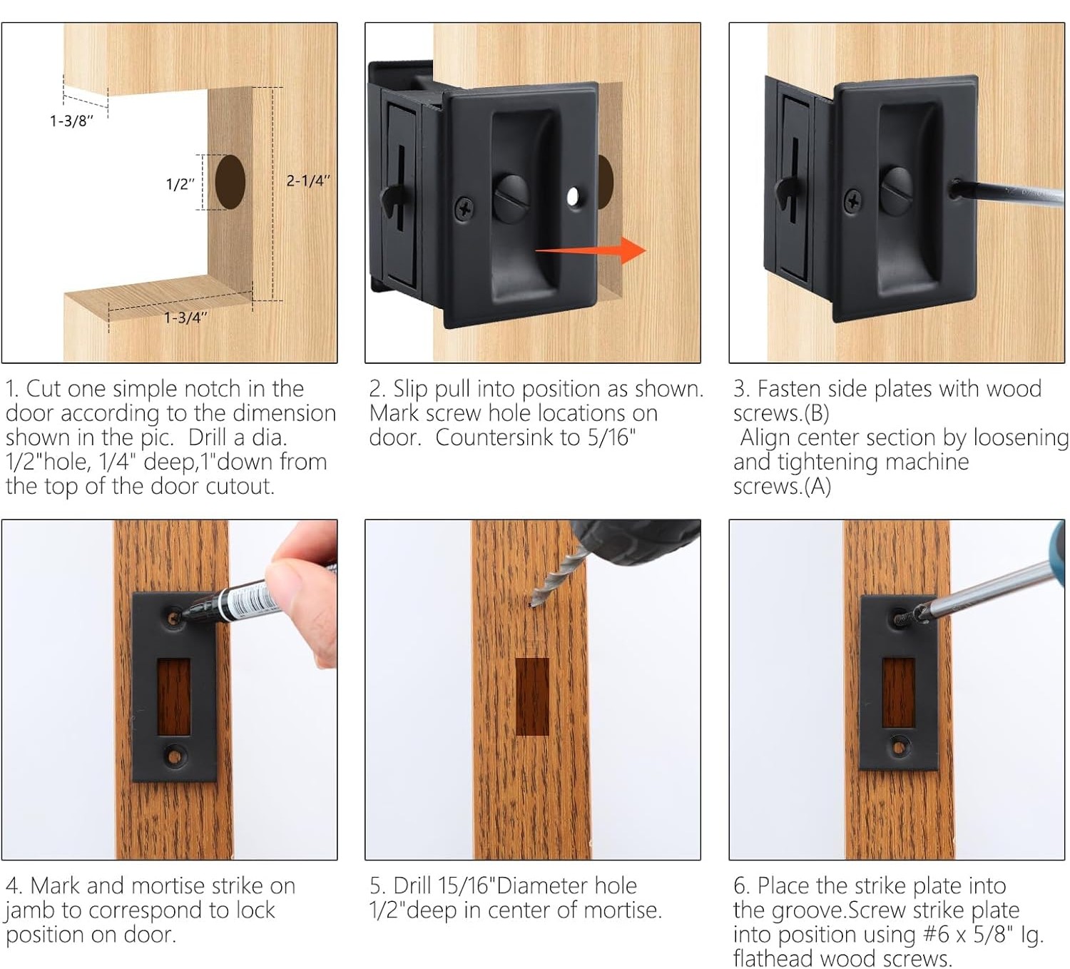 Privacy Pocket, Sliding, Closet Door Lock Pull