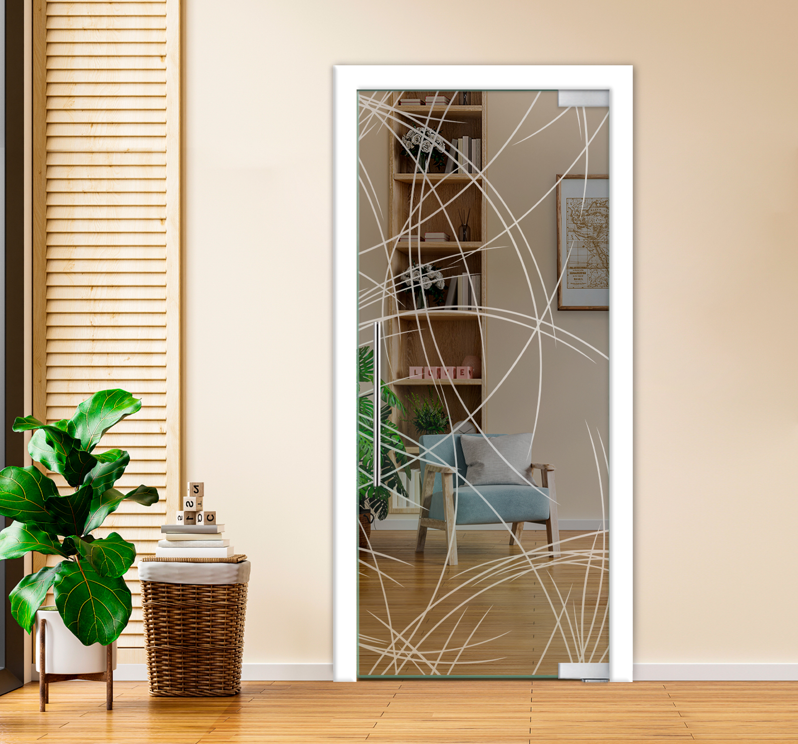 Pivot Glass Door (Model PD-0033 Non-Private) with Handle Bar