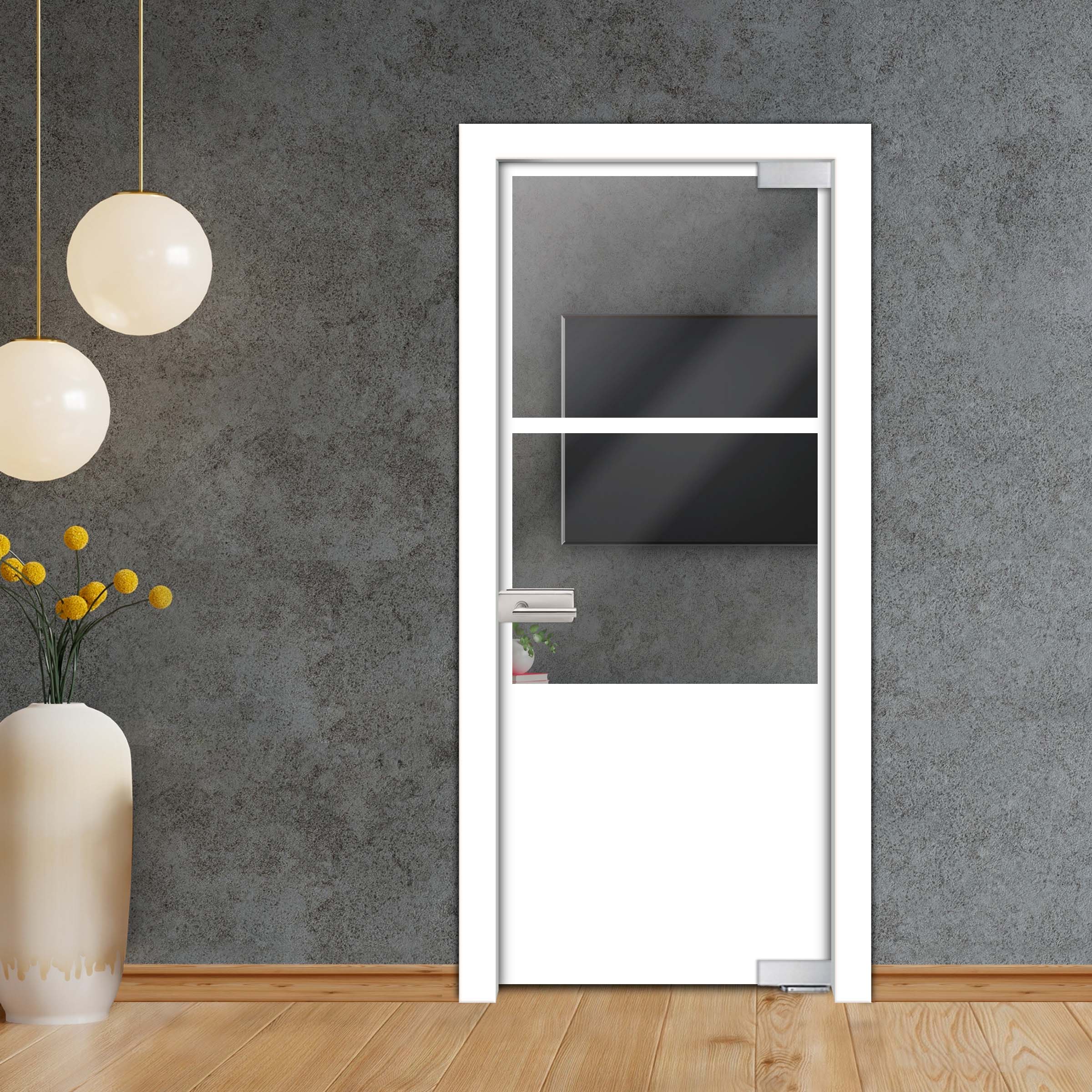 Frameless Industrial Pivot Glass Door (Black Hardware Complete Kit) PGLF-5400