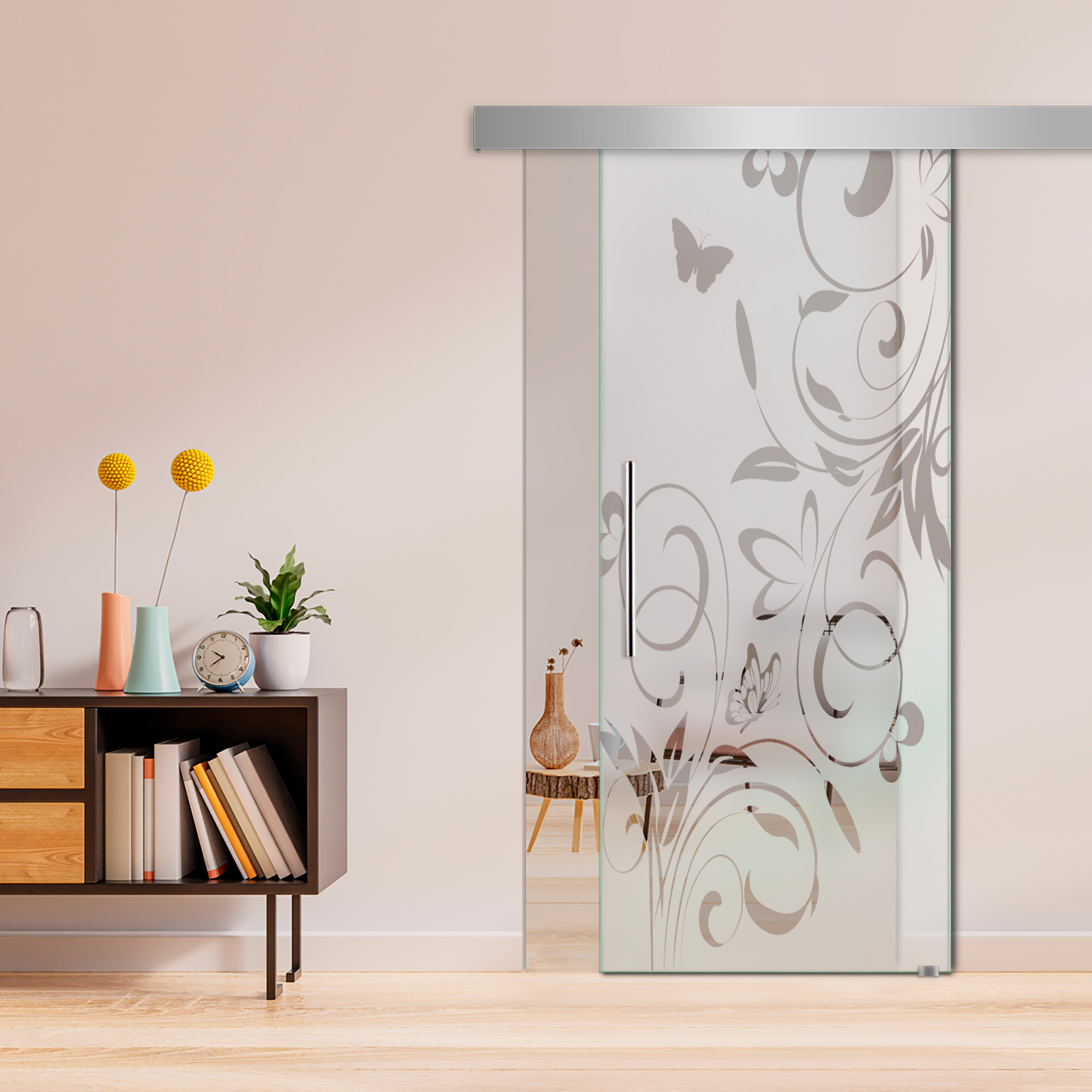 Sliding Glass Barn Door ALU100 (Semi Private) T Handle