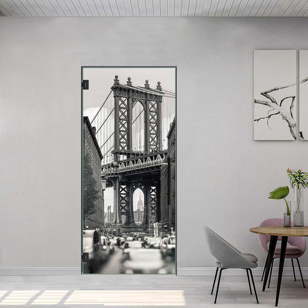 (Bridge Brooklyn) Digital Printing Swing Glass Door DPSD-5472