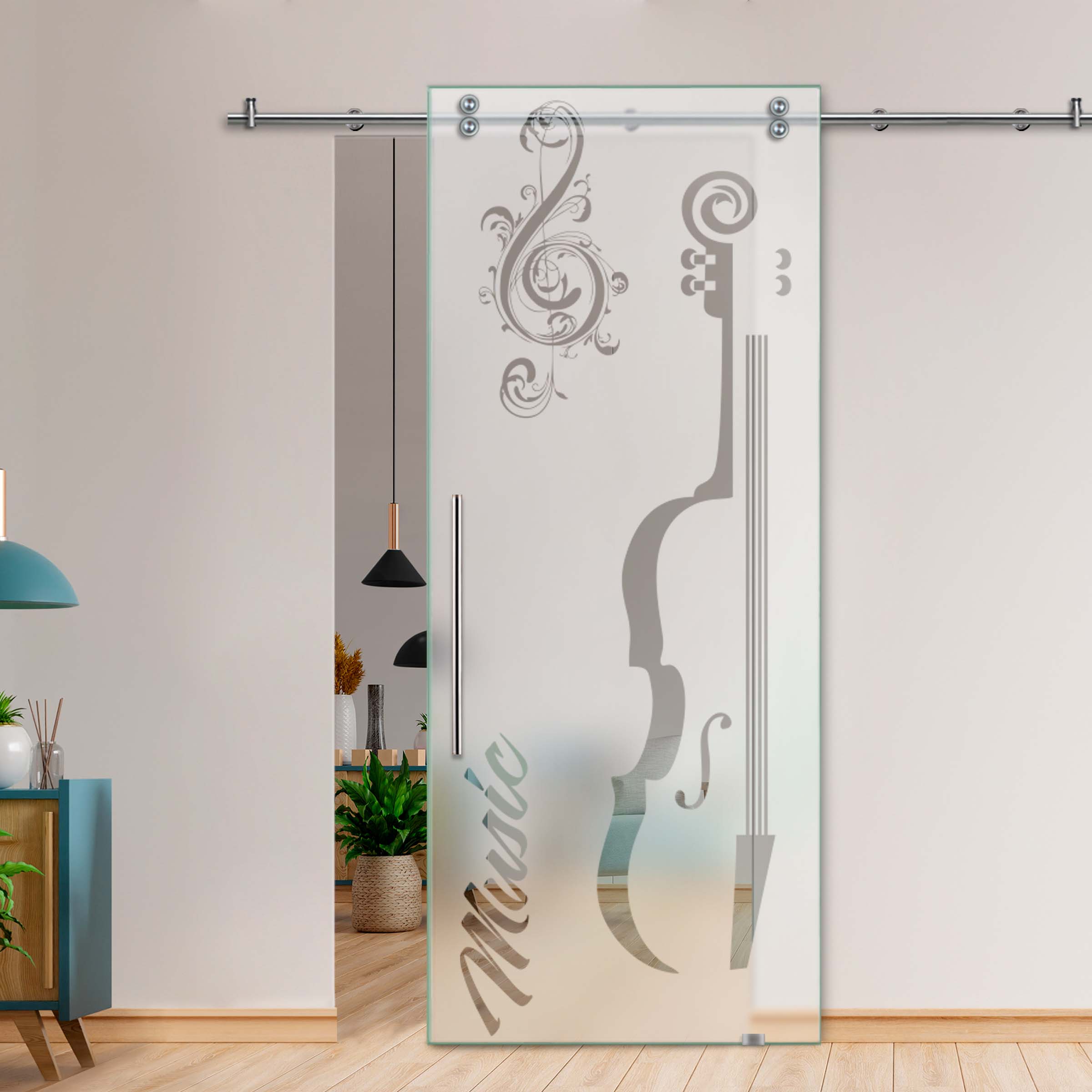 Single Sliding Barn Glass Door SGD-V2000-0434 ( Semi-private )