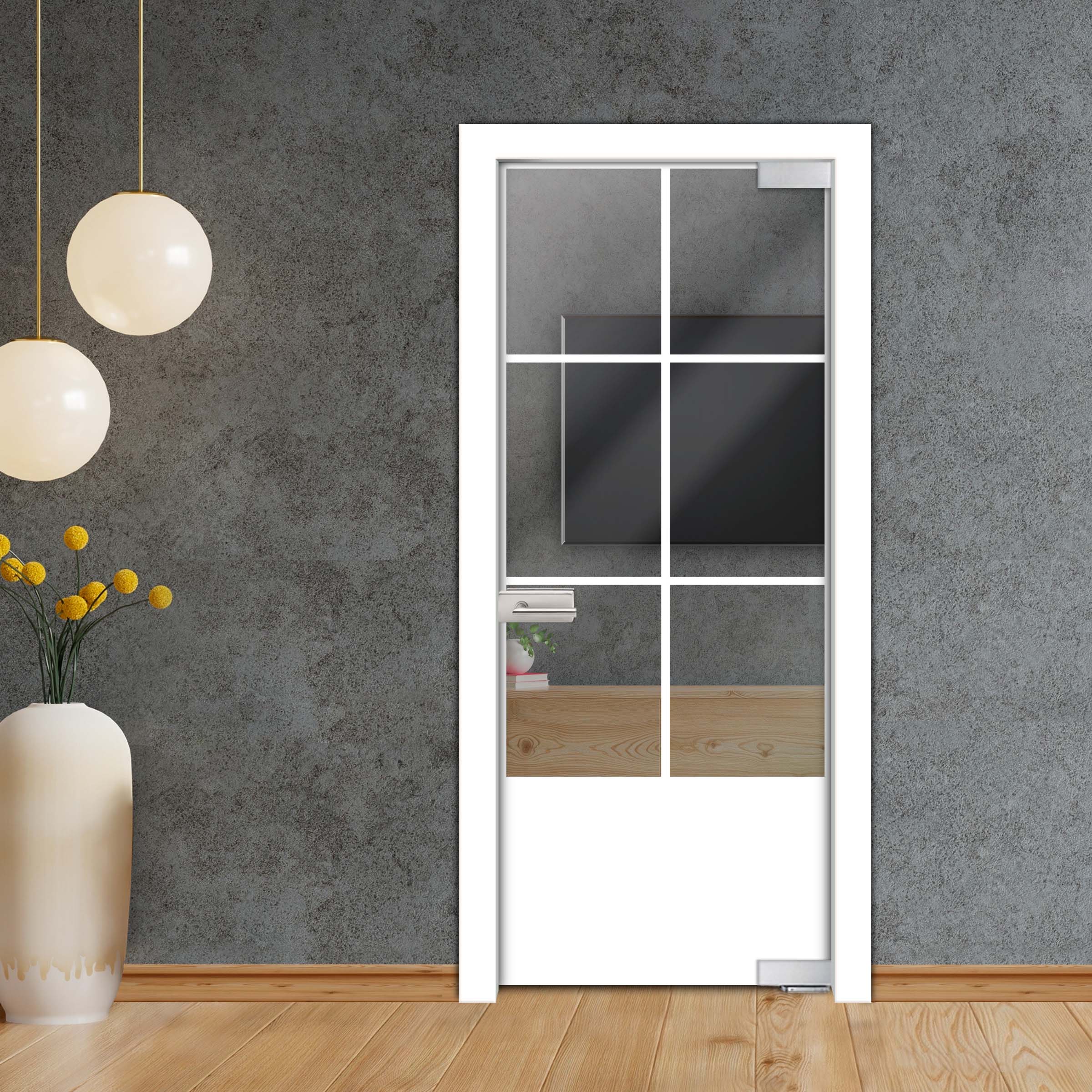 Frameless Industrial Pivot Glass Door (Black Hardware Complete Kit) PGLF-5411