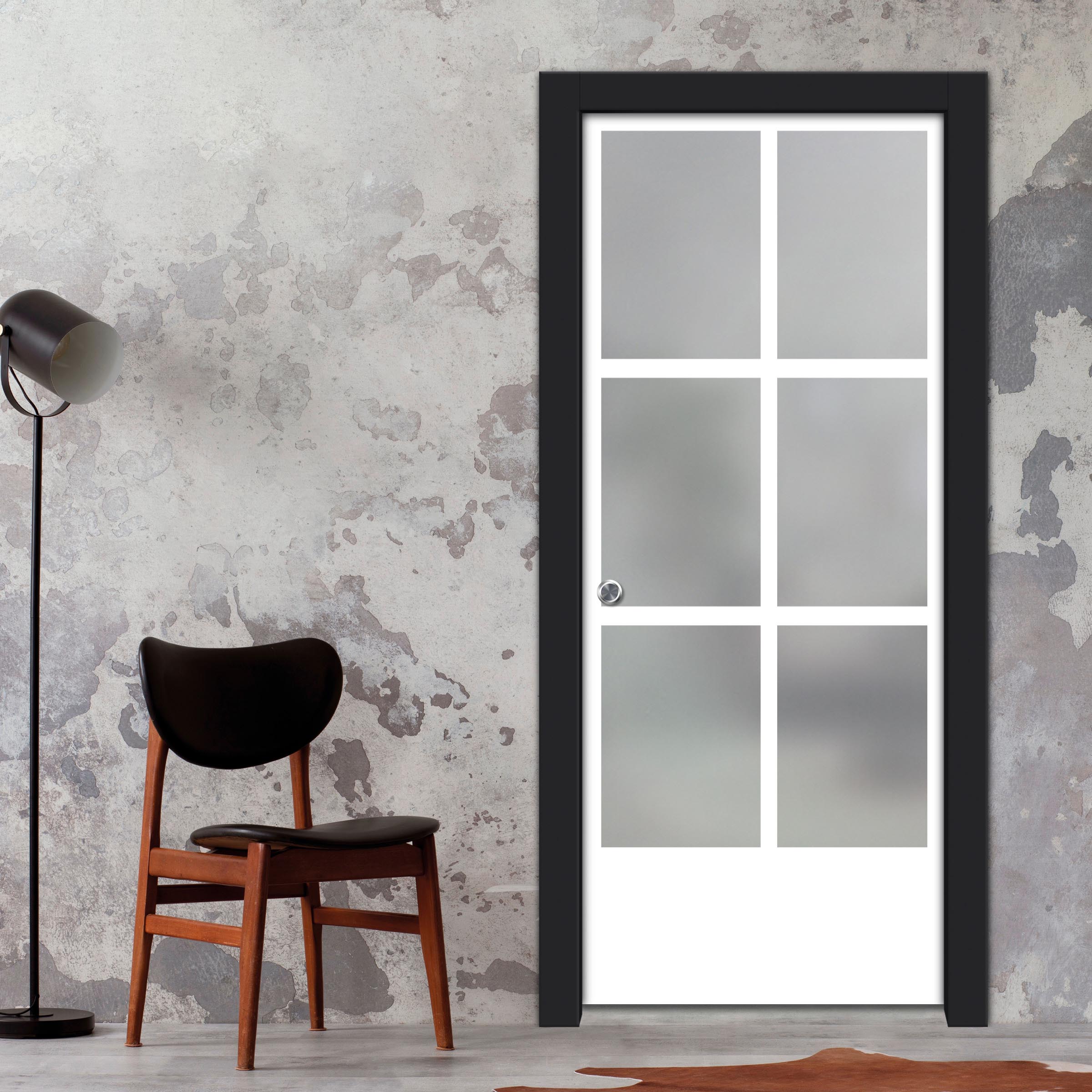 Frameless Glass Sliding Pocket Door Industrial Style PSGDIS-5434