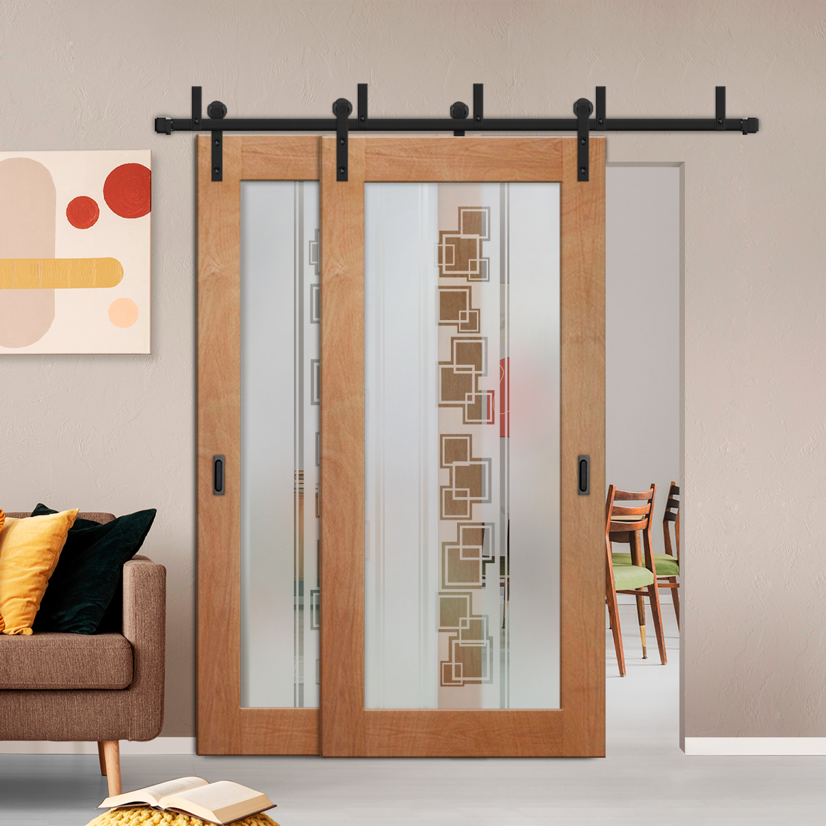 Sliding Barn Bypass Door (Model BGD-0015 Semi-Private)