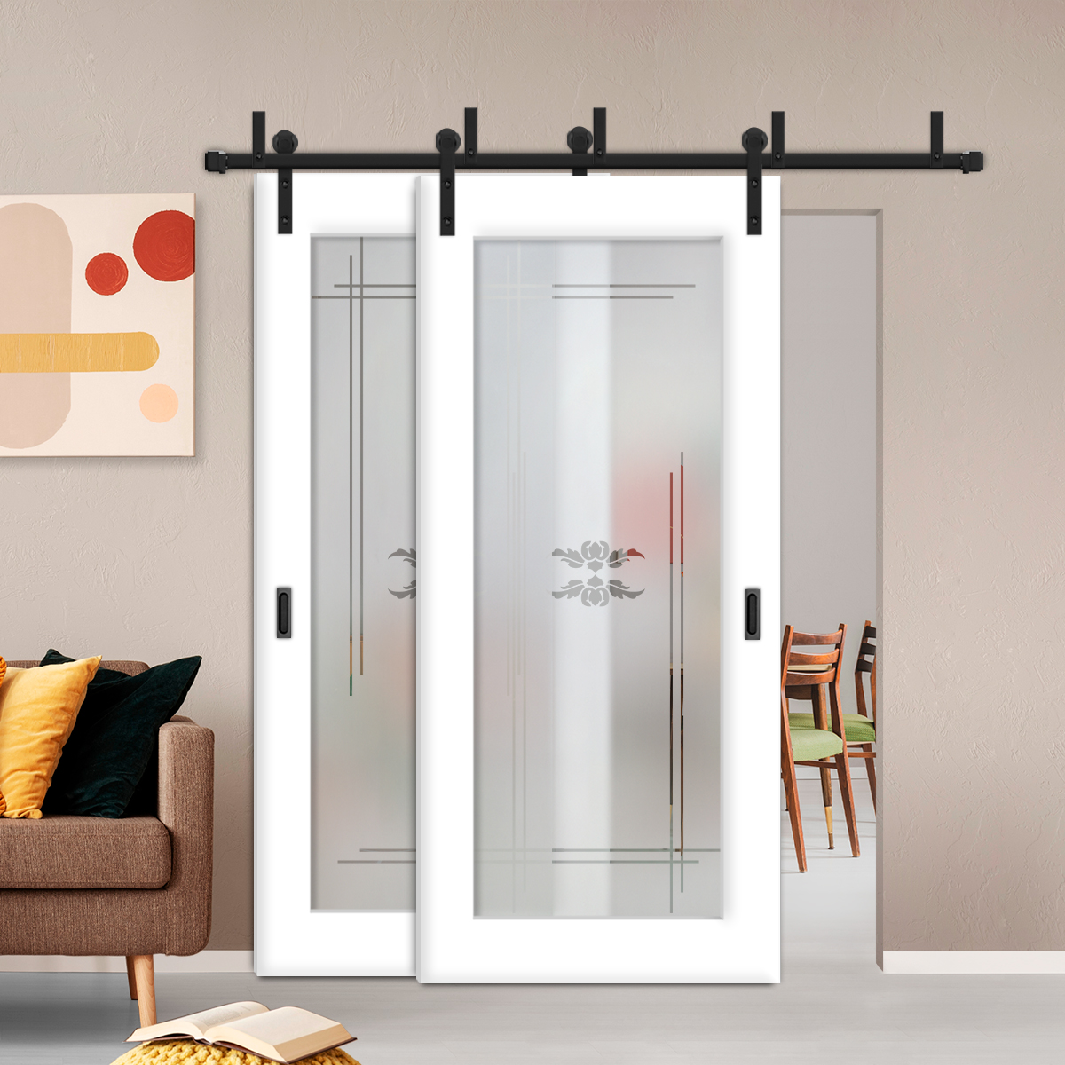Sliding Barn Bypass Door (Model BGD-0021 Semi-Private)