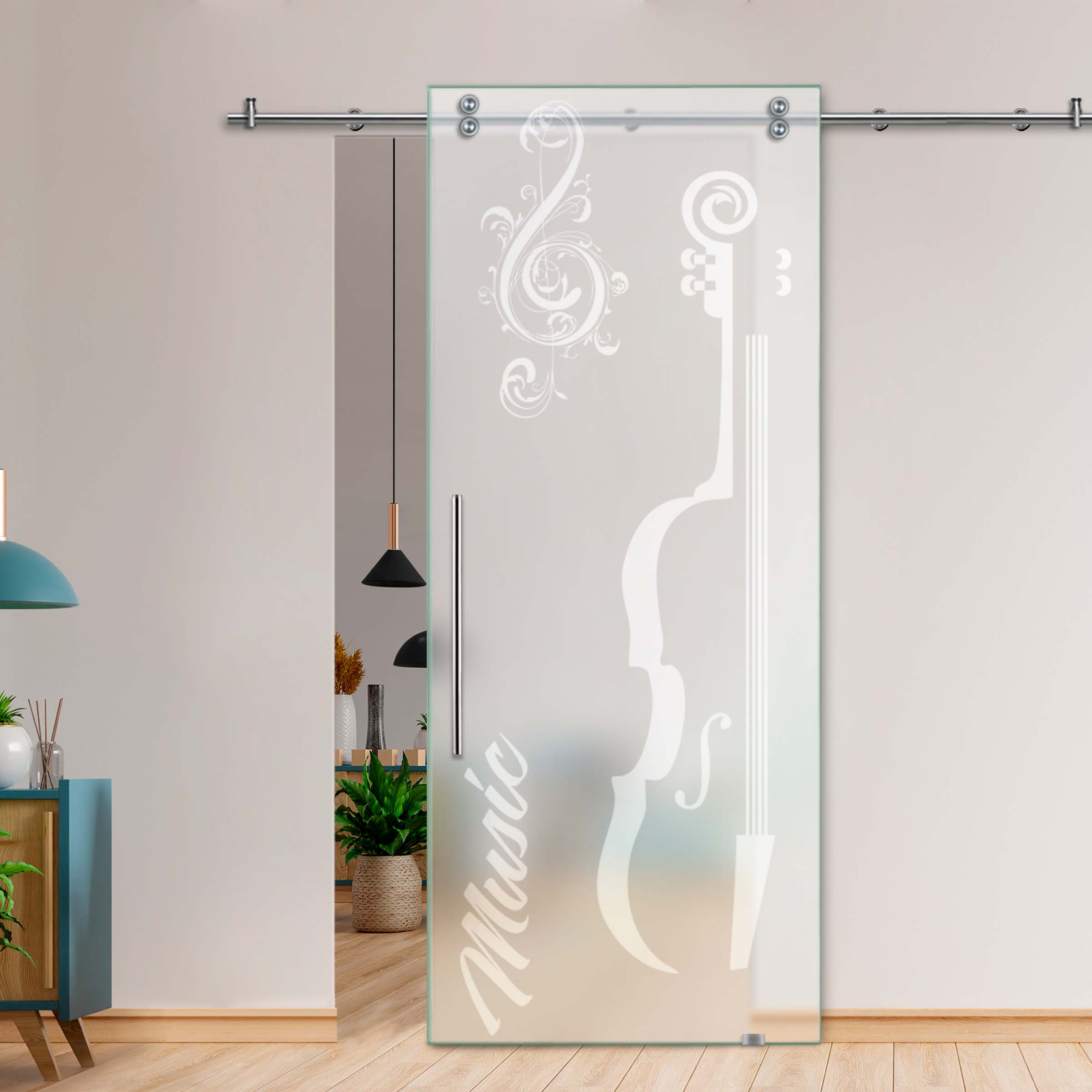 Single Sliding Barn Glass Door SGD-V2000-0434 ( Full-private )