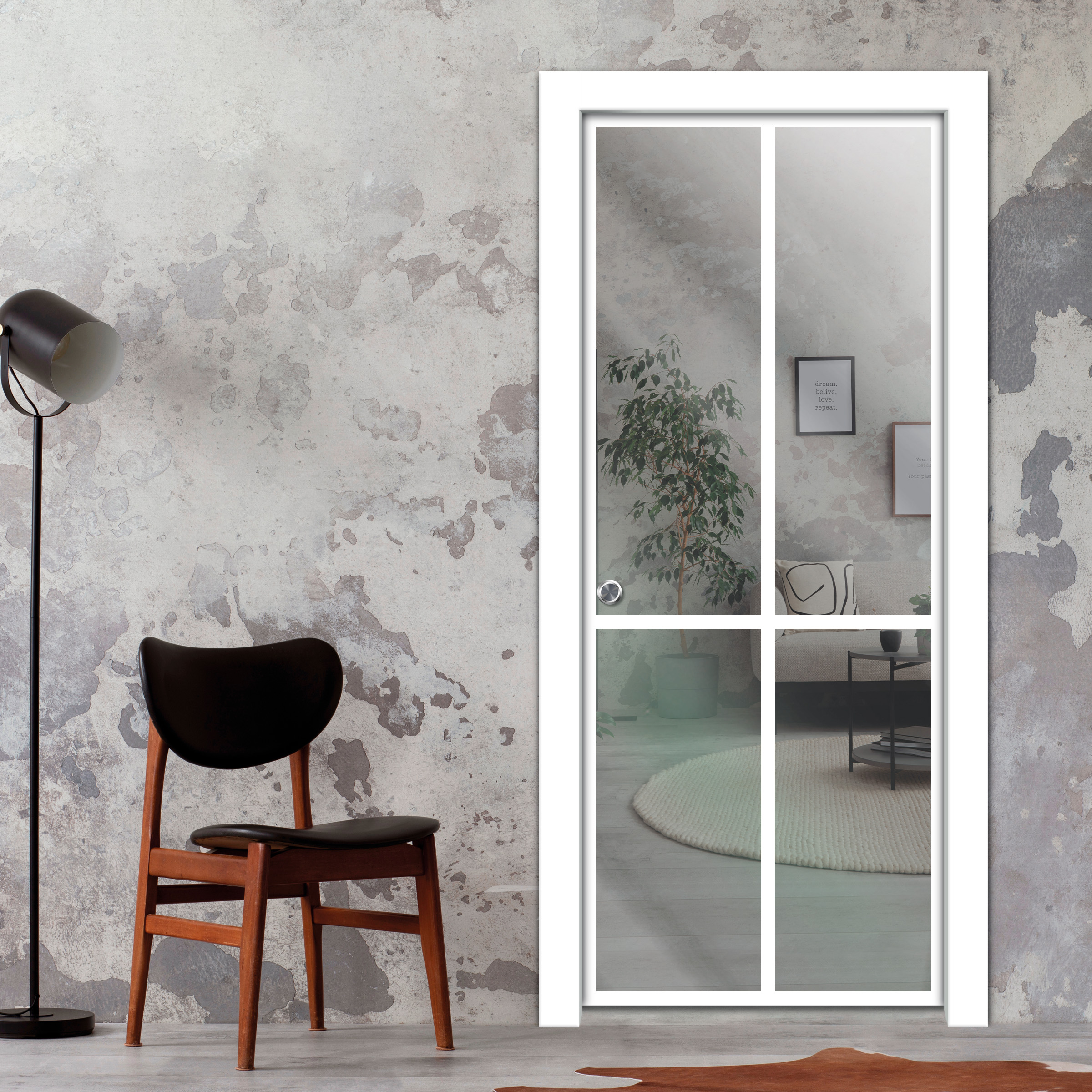 Frameless Glass Sliding Pocket Door Industrial Style PSGDIS-5448