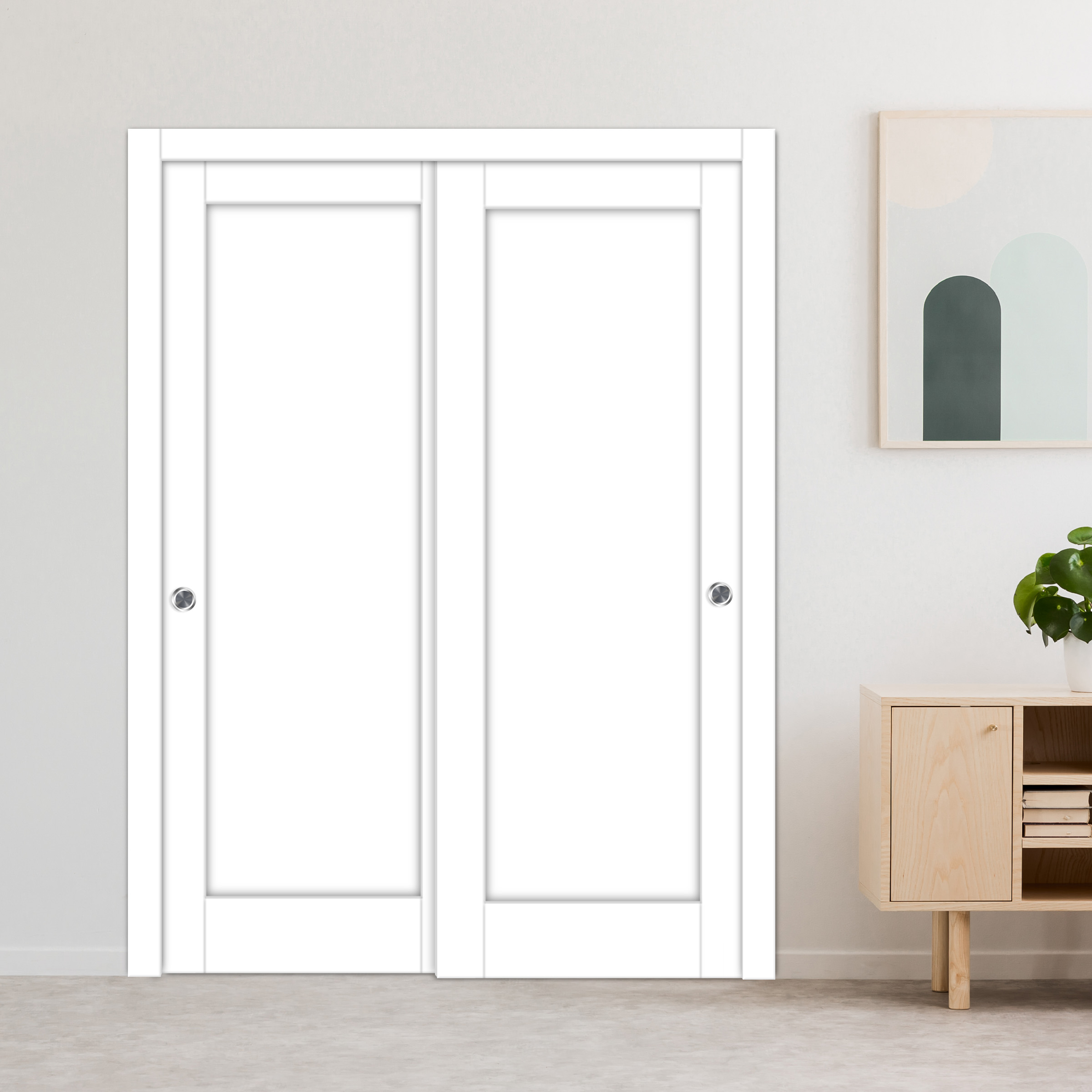 Handmade Shaker Style Bypass Sliding Closet Door White