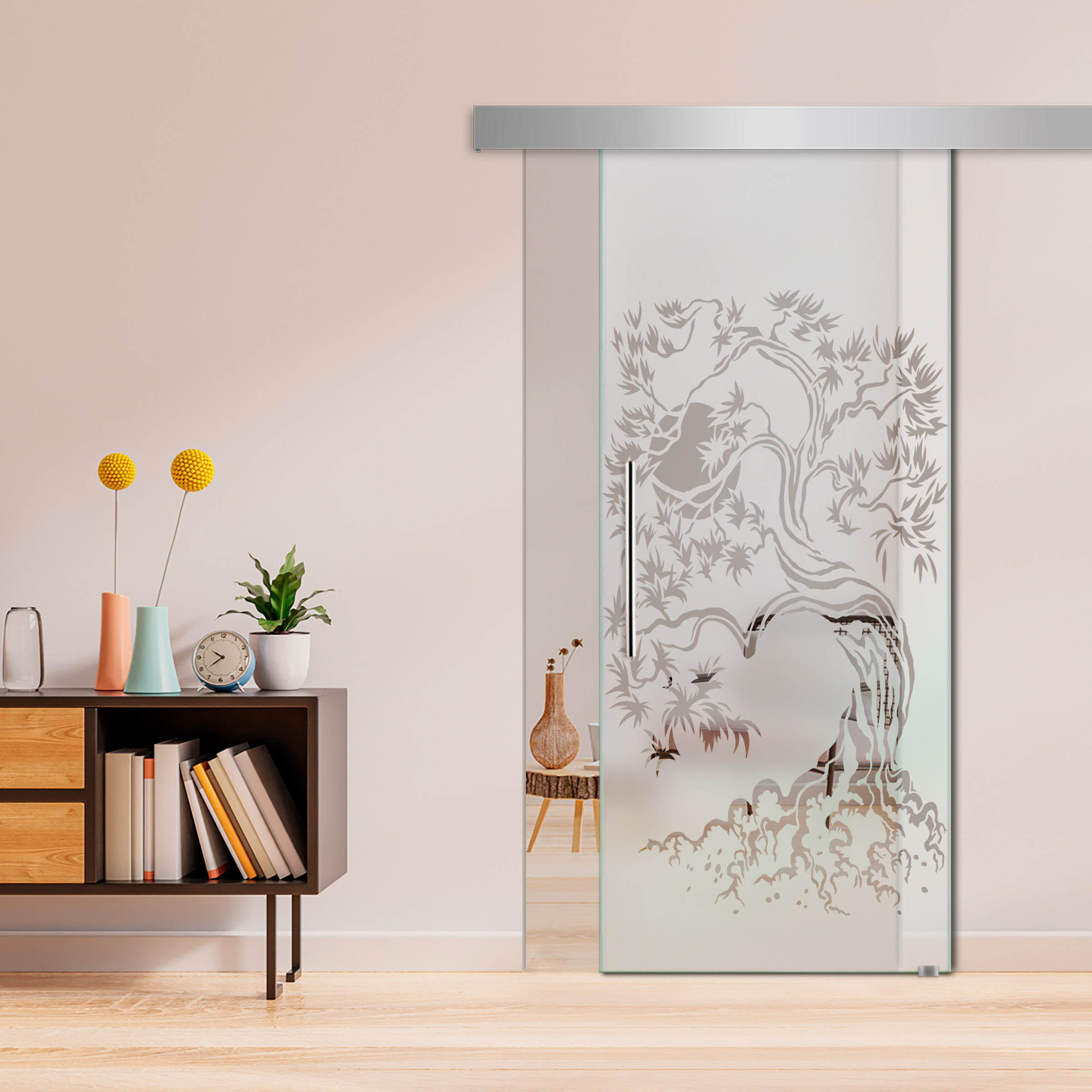 Sliding Glass Barn Door ALU100 (Semi Private) T Handle