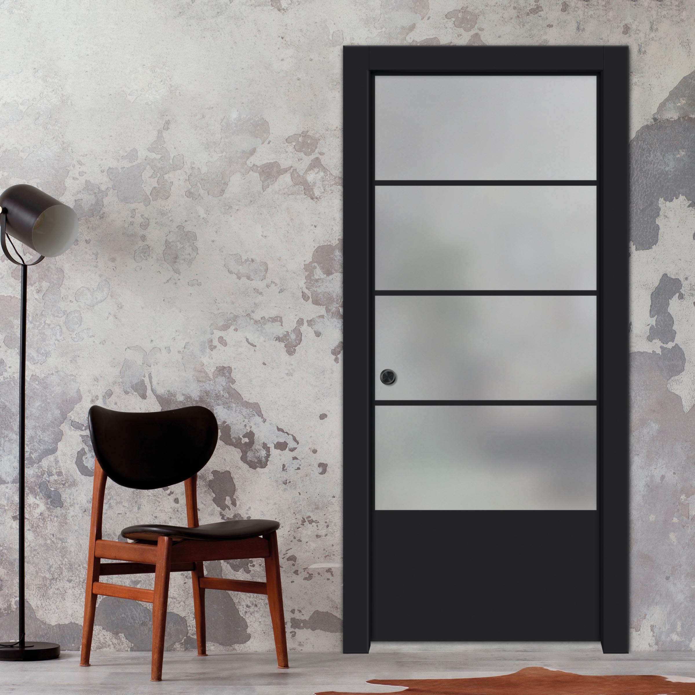 Frameless Glass Sliding Pocket Door Industrial Style PSGDIS-4256
