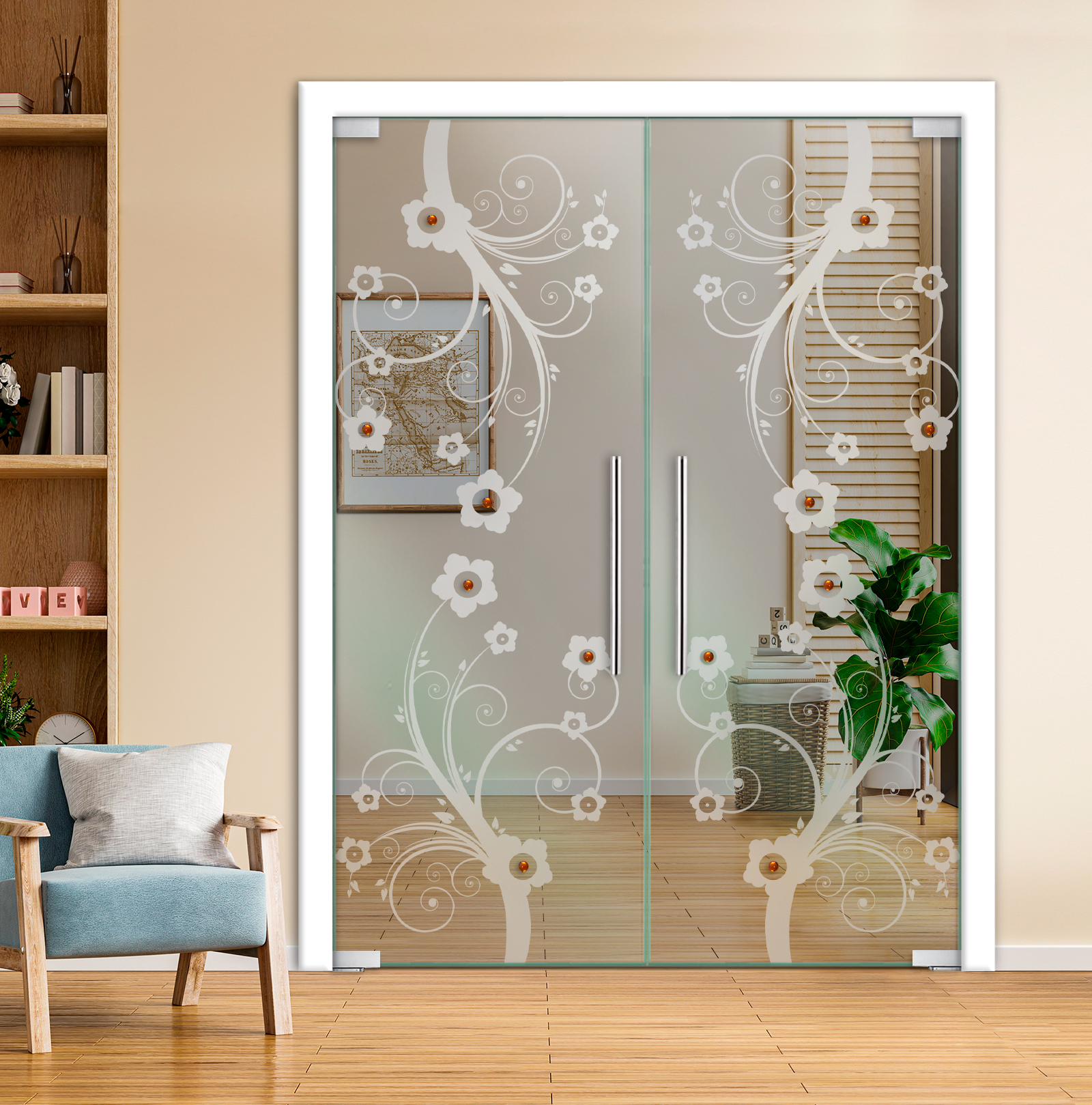 Double Pivot Glass Door With Self Closing Pivot Hinges (Non-Private / T-Handle)
