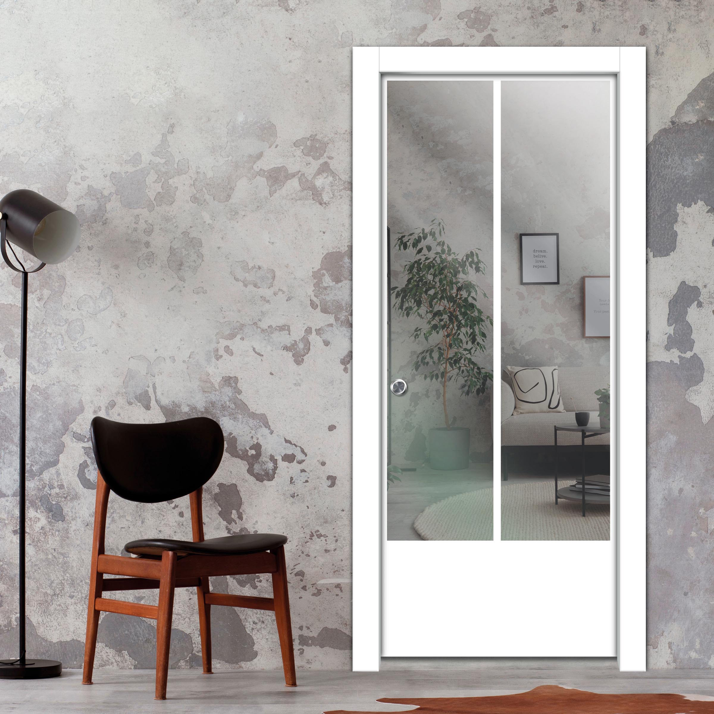 Frameless Glass Sliding Pocket Door Industrial Style PSGDIS-5432
