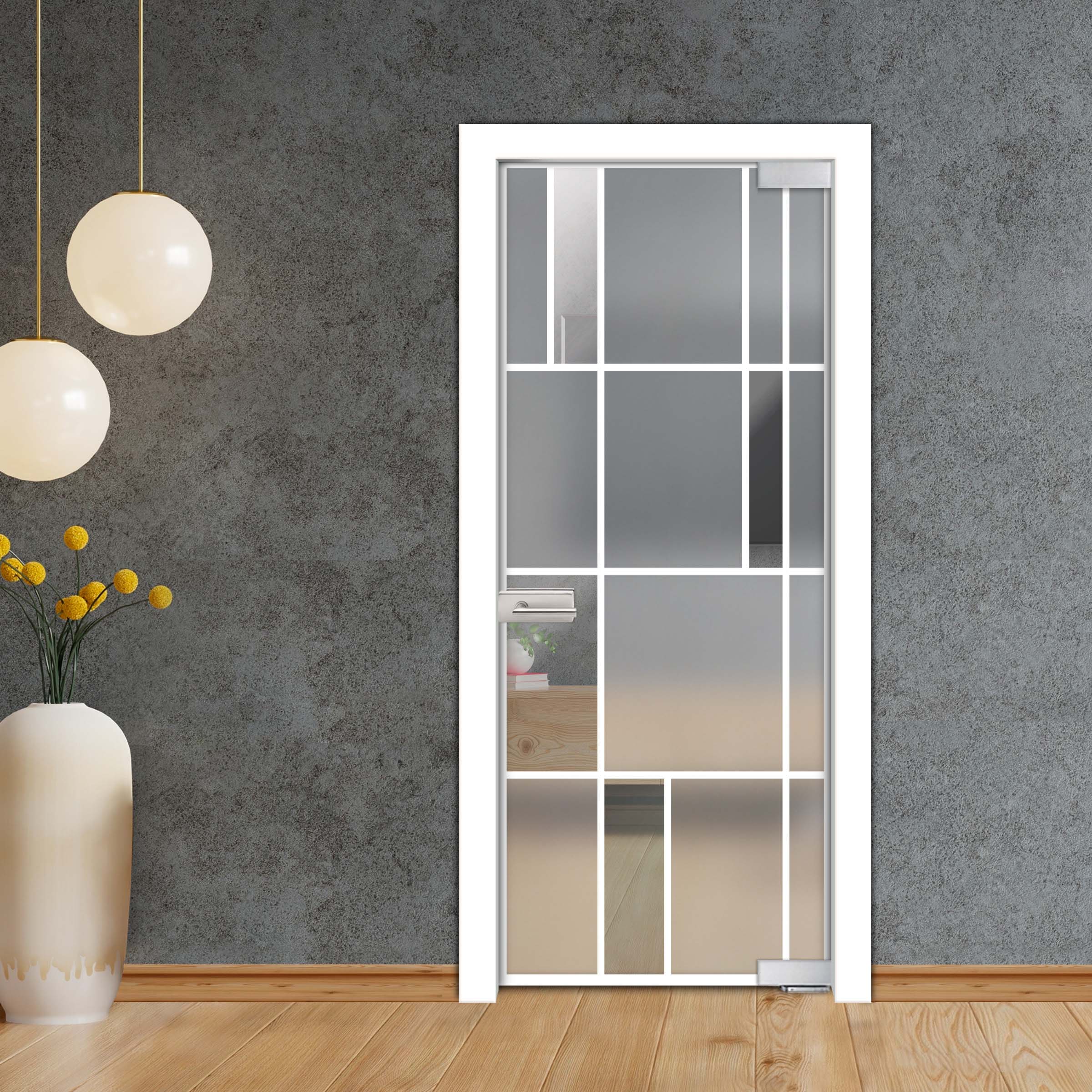Frameless Industrial Pivot Glass Door (Black Hardware Complete Kit) PGLF-5329