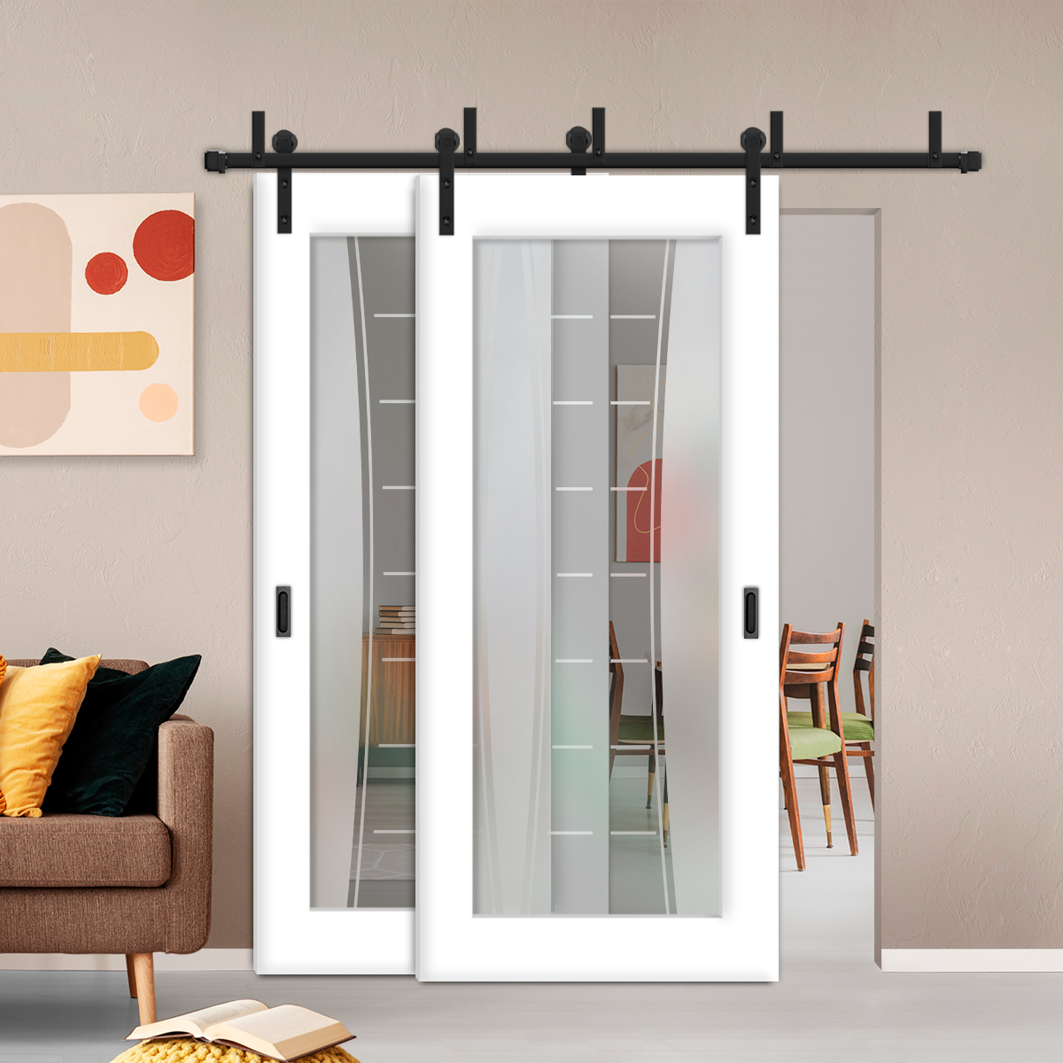 Sliding Barn Bypass Door (Model BGD-0003 Semi-Private)