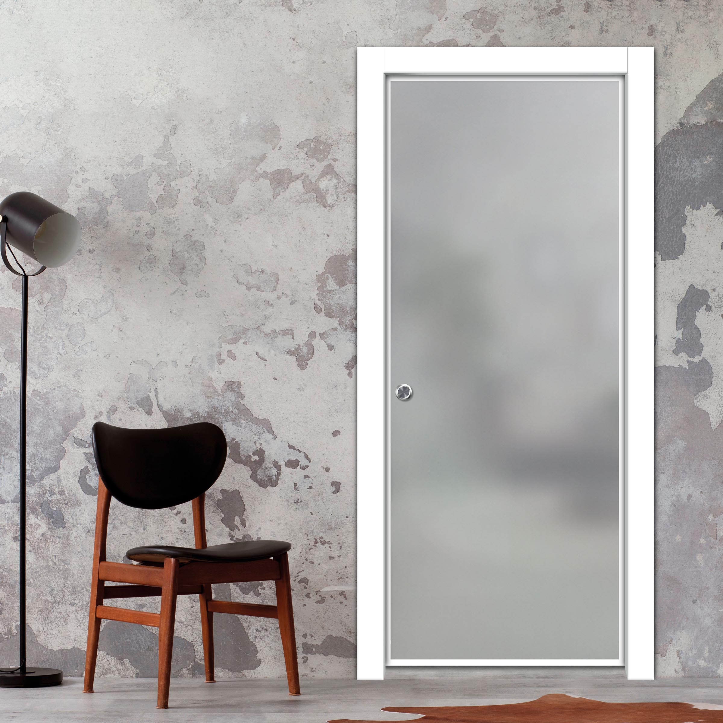 Frameless Glass Sliding Pocket Door Industrial Style PSGDIS-5366