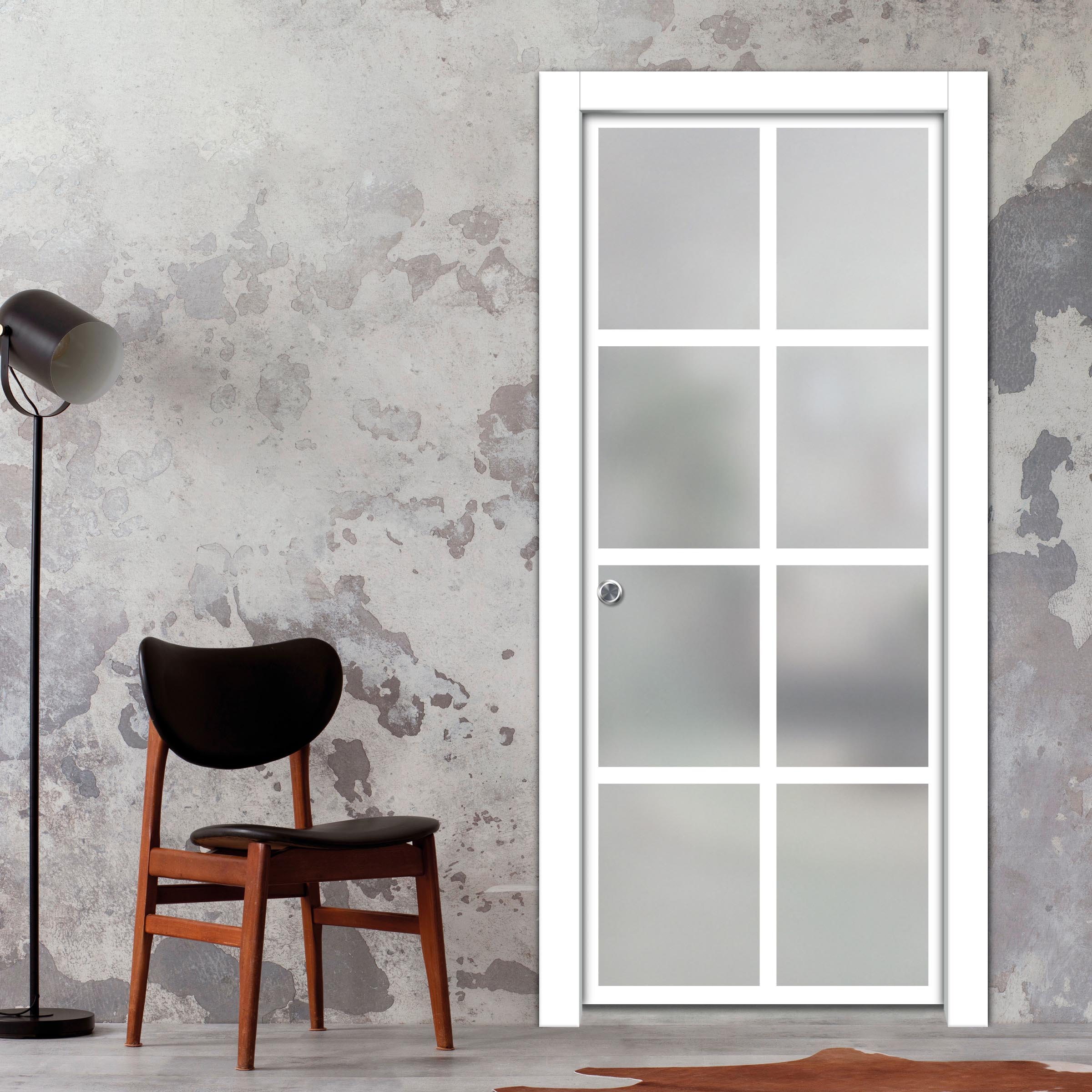 Frameless Glass Sliding Pocket Door Industrial Style PSGDIS-5374
