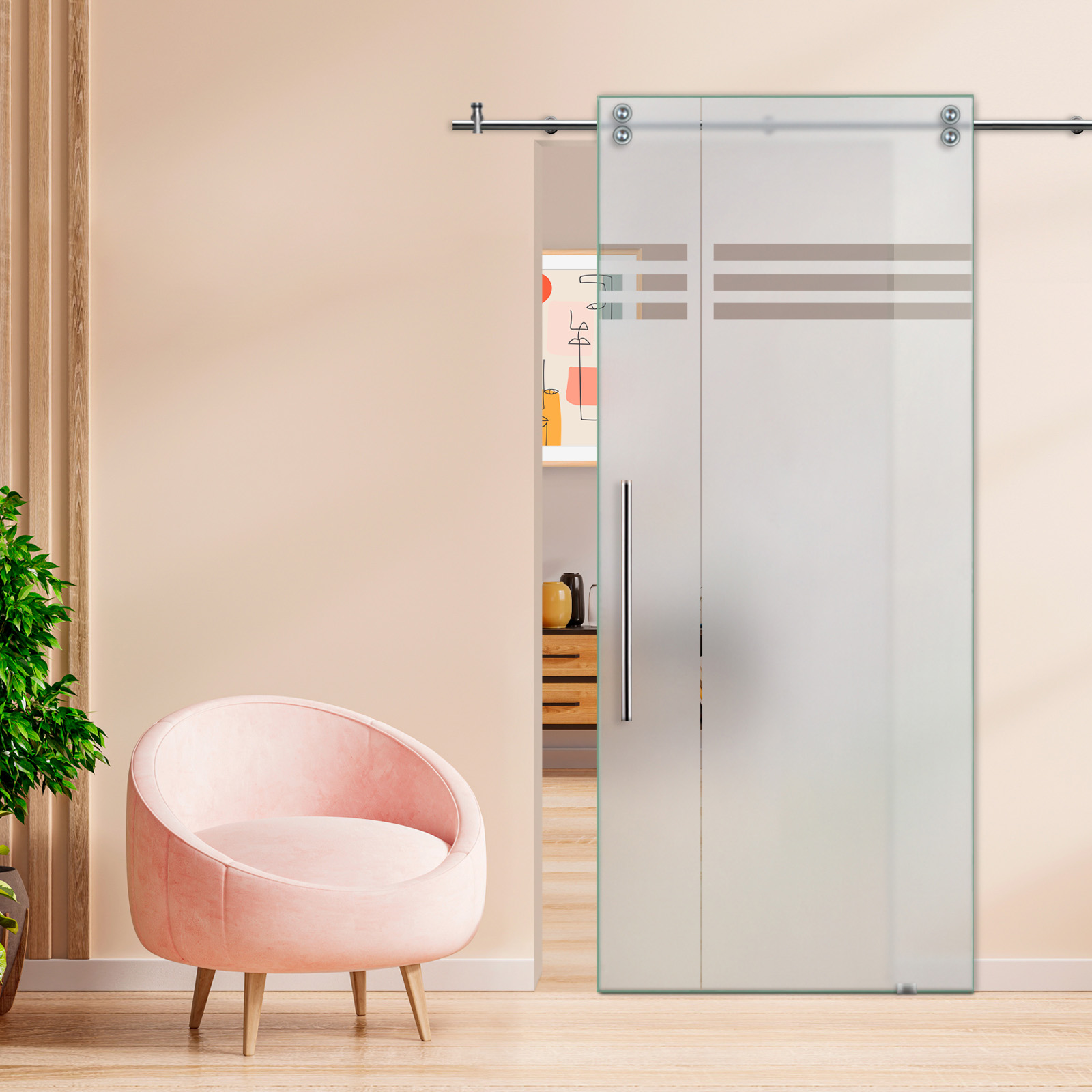 Sliding Barn Glass Door T-Handle (Semi-Private)