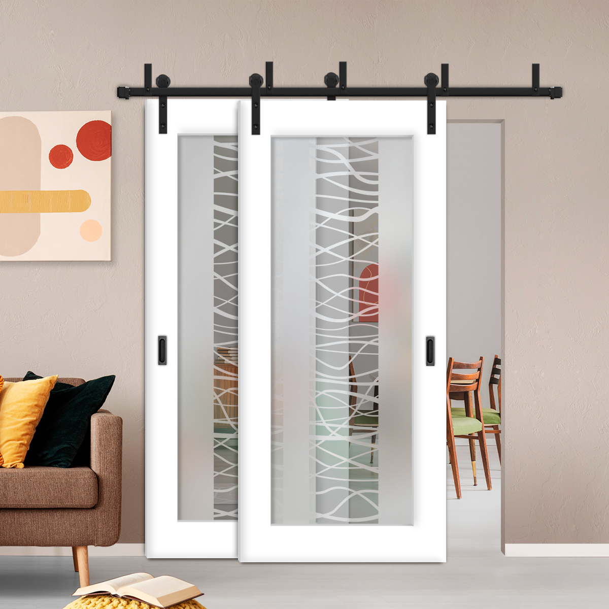 Sliding Barn Bypass Door (Model BGD-0005 Semi-Private)