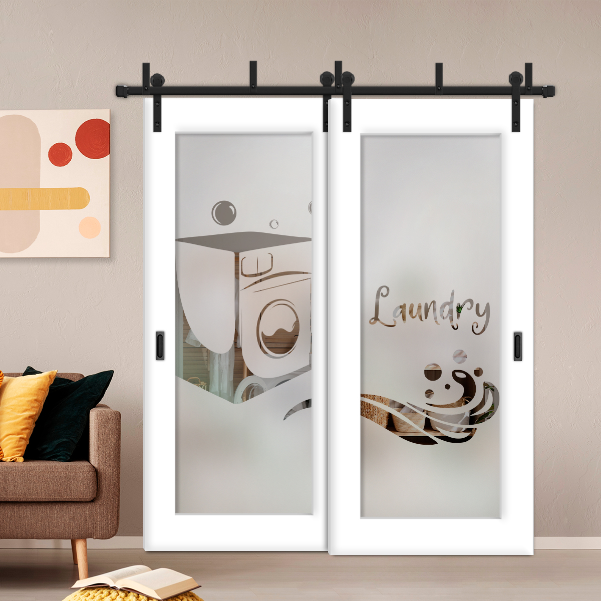 Sliding Barn Bypass Door White (Semi-Private)