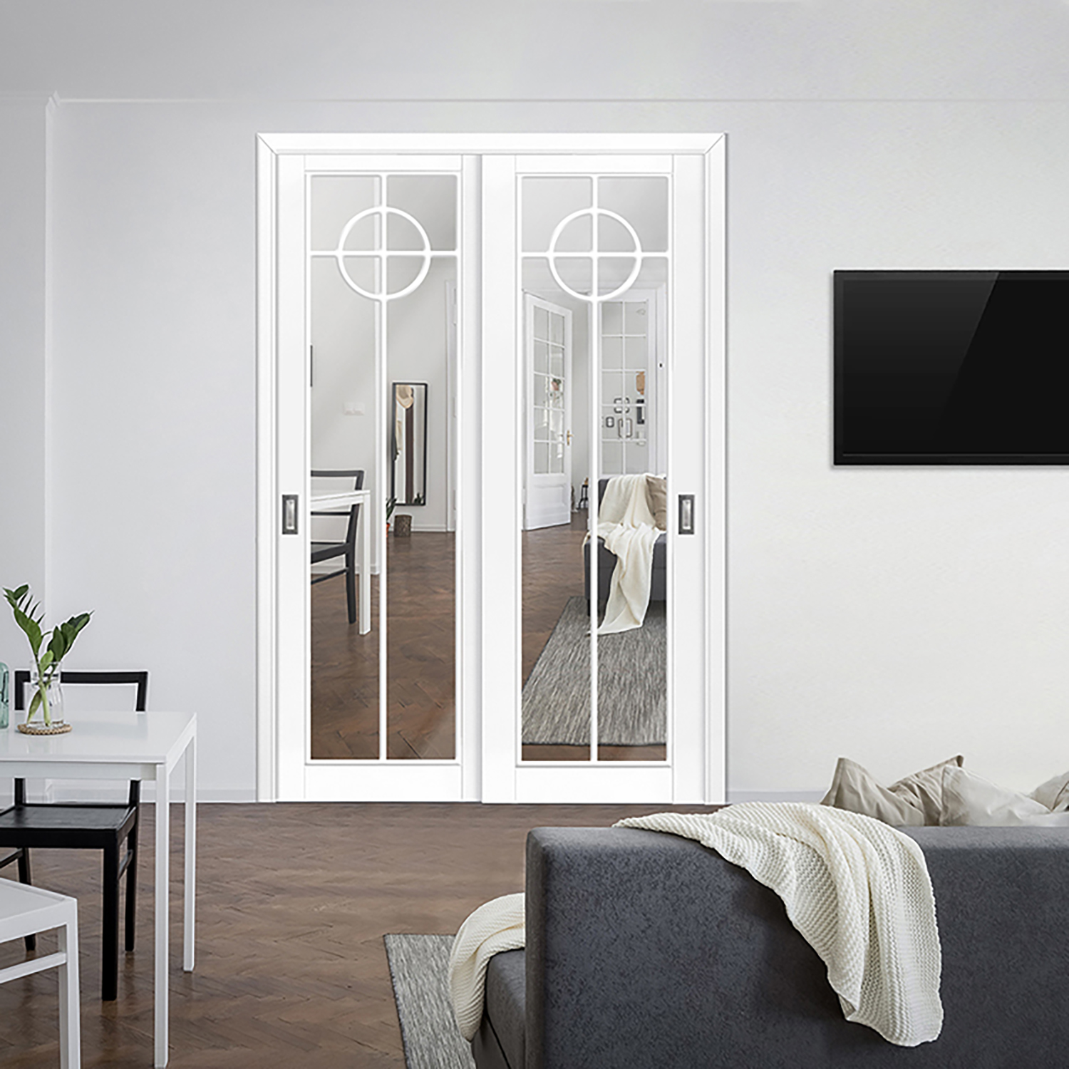 Mirror Closet Doors With Decorative Overlay Panels