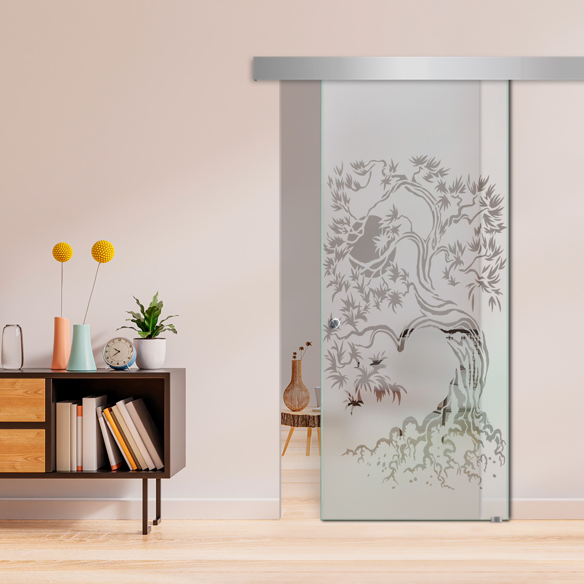 Sliding Glass Barn Door ALU100 (Non Private) Reccesed Grip