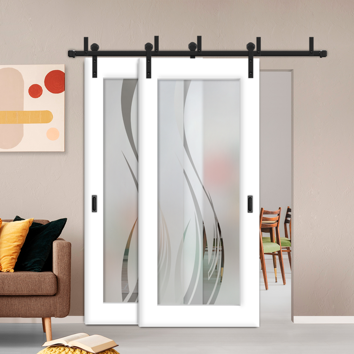 Sliding Barn Bypass Door (Model BGD-0013 Semi-Private)