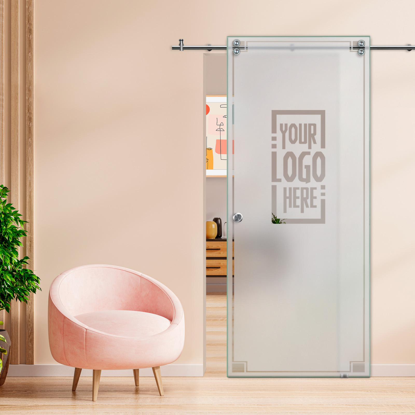 Sliding Barn Glass Door Recessed Grip (Semi-Private)