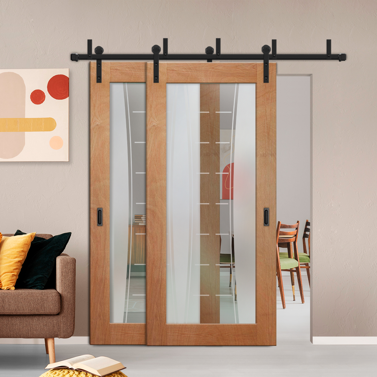 Sliding Barn Bypass Door (Model BGD-0003 Semi-Private)