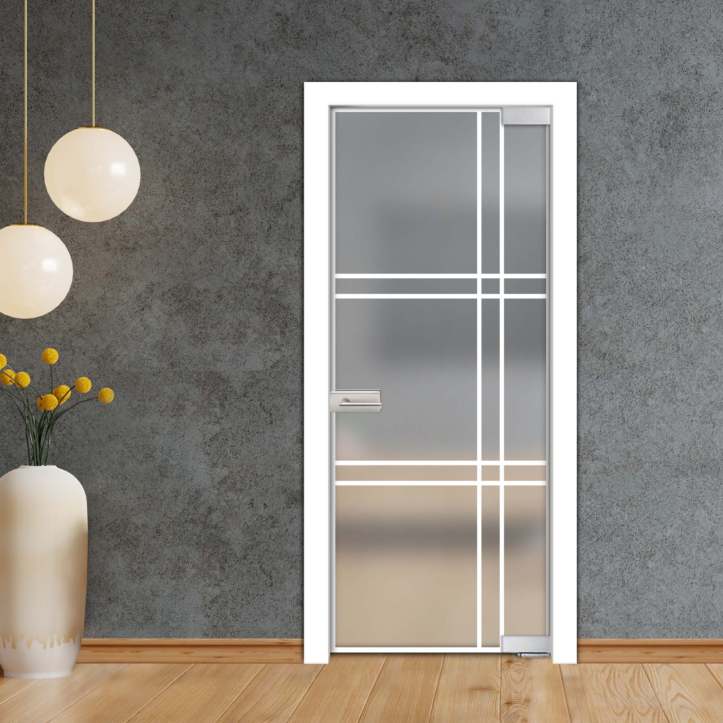 Frameless Industrial Pivot Glass Door (Black Hardware Complete Kit) PGLF-4147