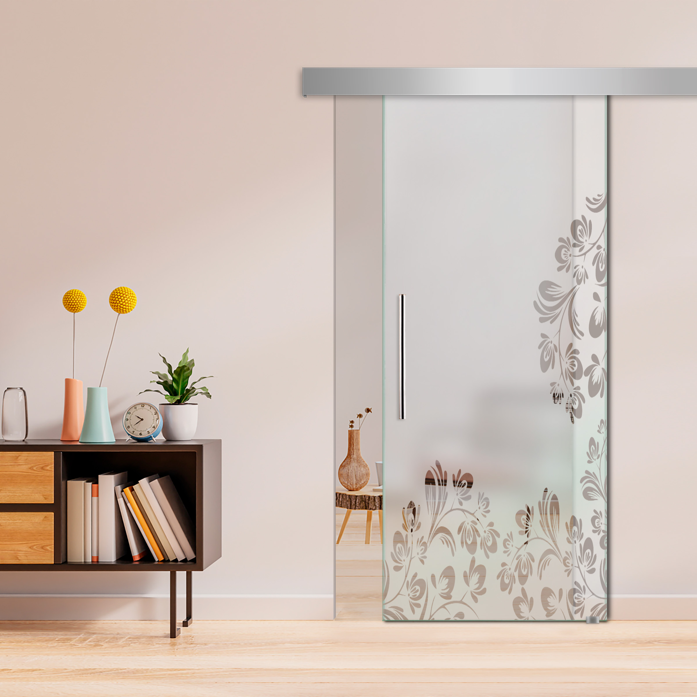 Sliding Glass Barn Door ALU100 (Semi Private) T Handle