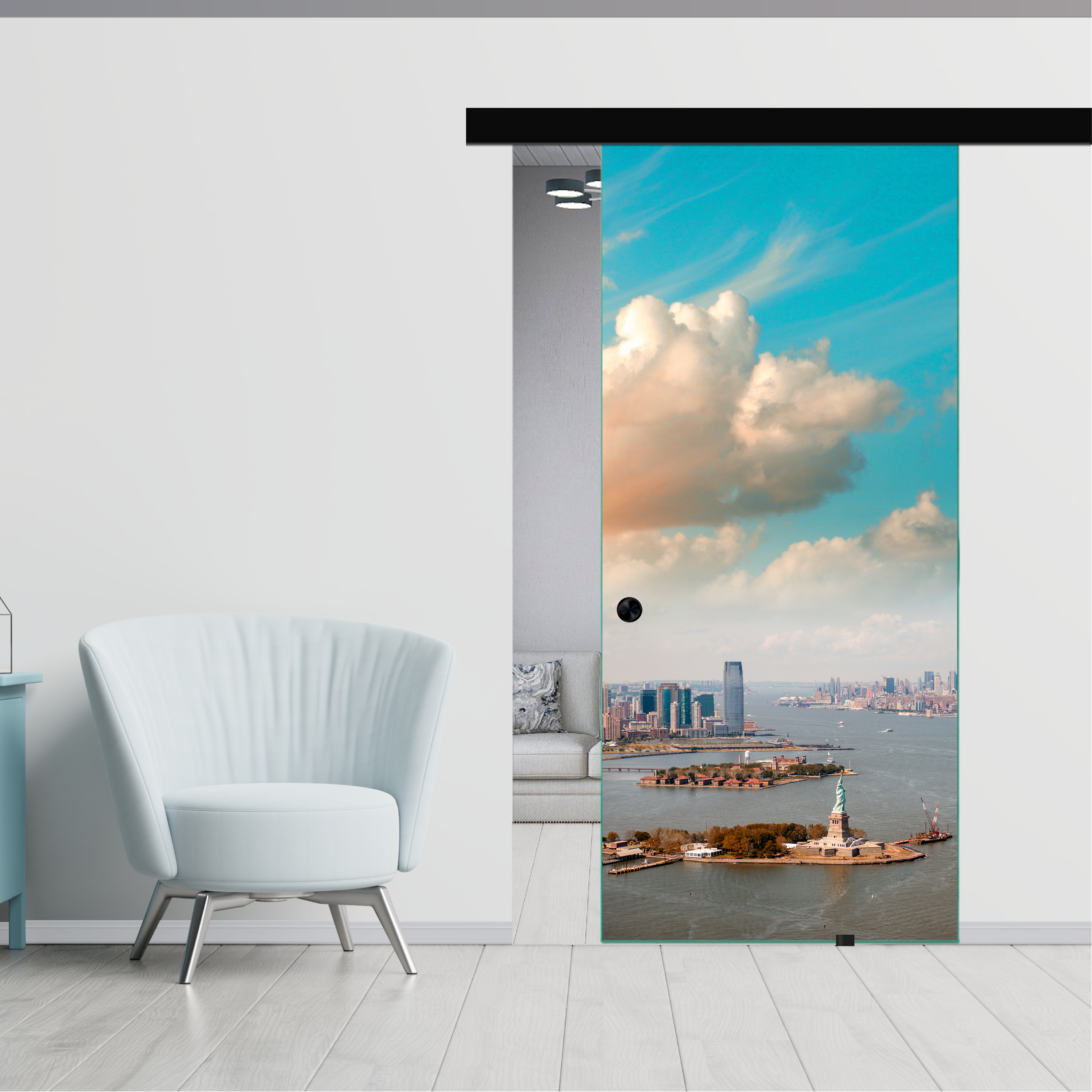 Sliding Glass Barn Door Hardaware Black & Recessed Grip 