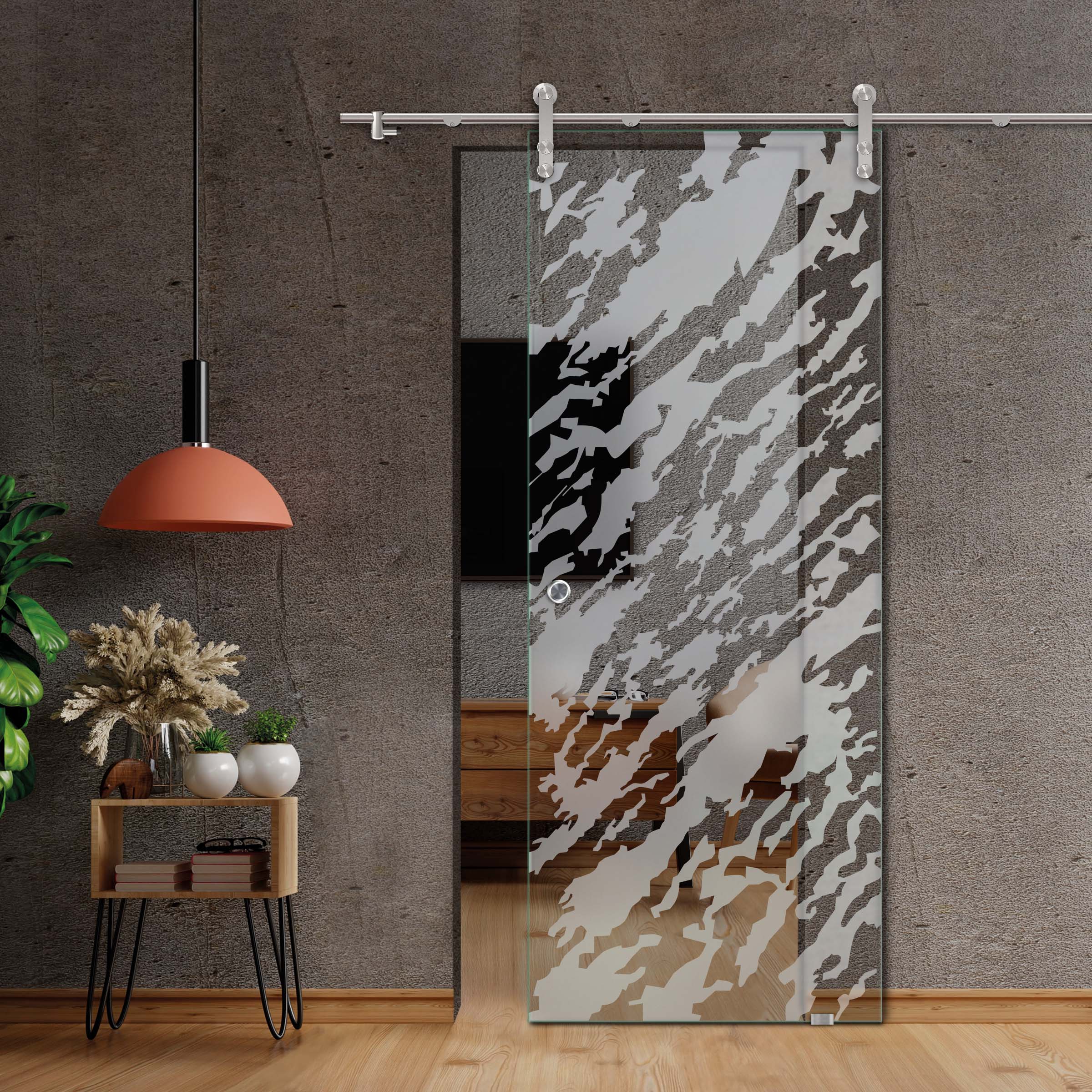 Sliding Glass Barn Door (Semi-private)