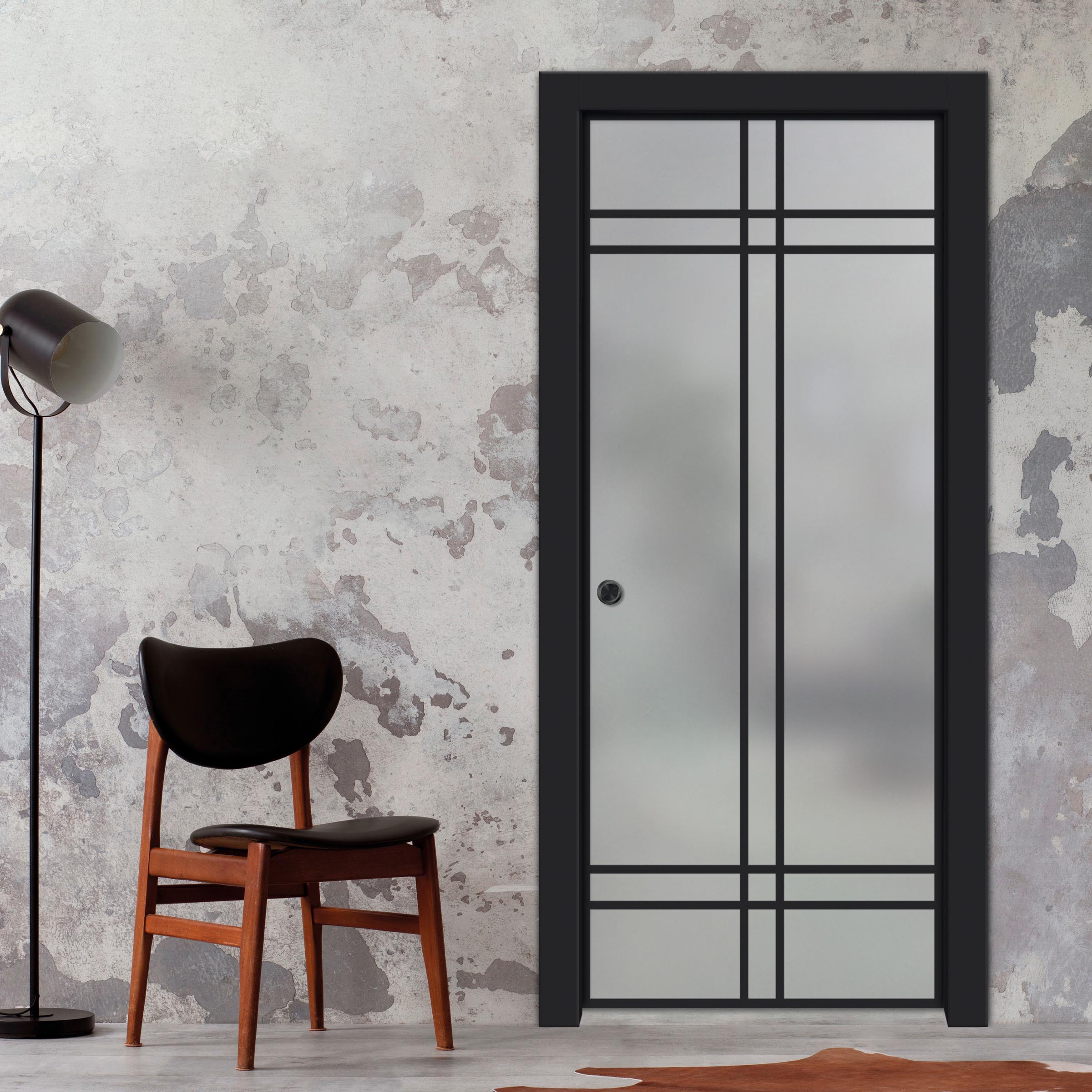 Frameless Glass Sliding Pocket Door Industrial Style PSGDIS-4253