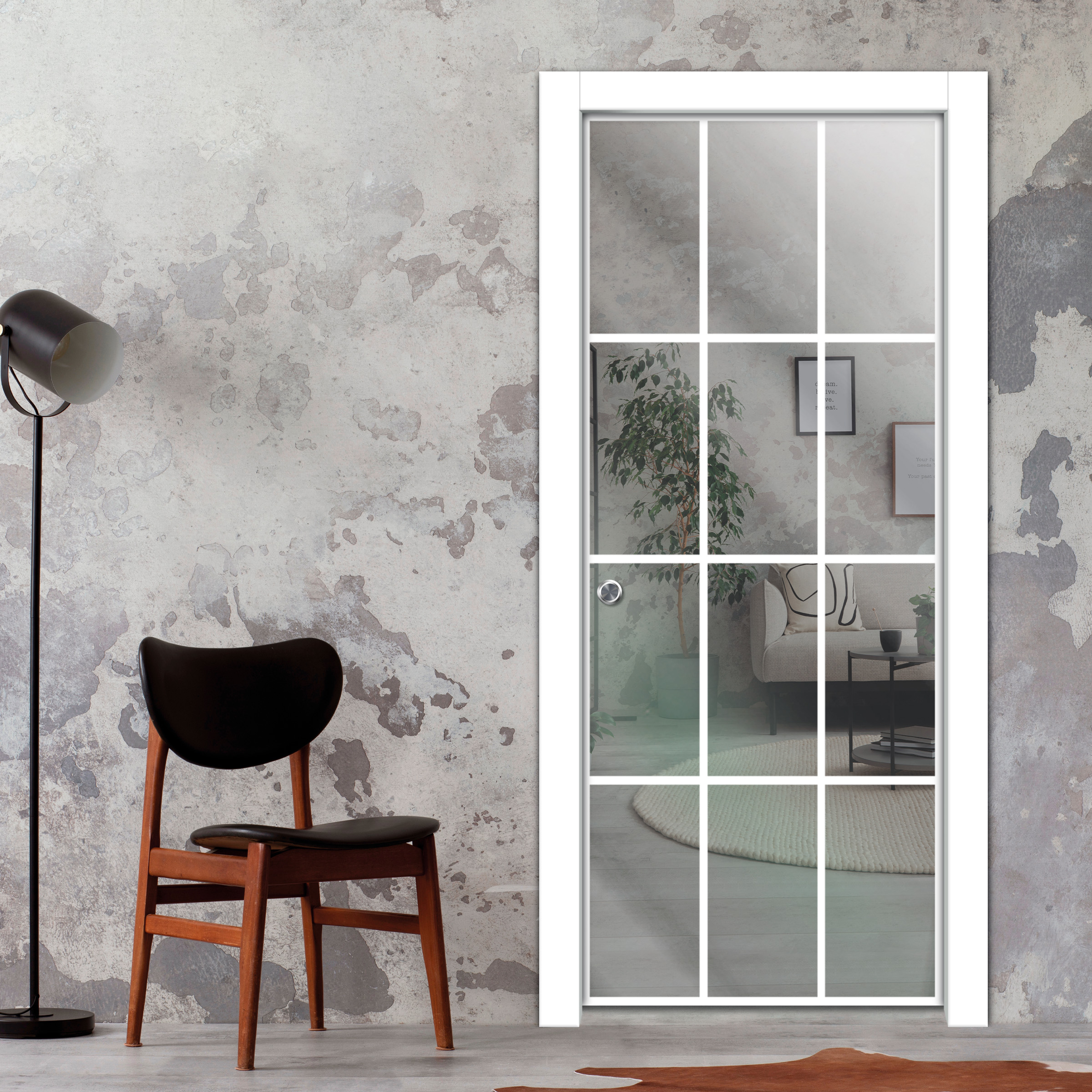 Frameless Glass Sliding Pocket Door Industrial Style PSGDIS-5388