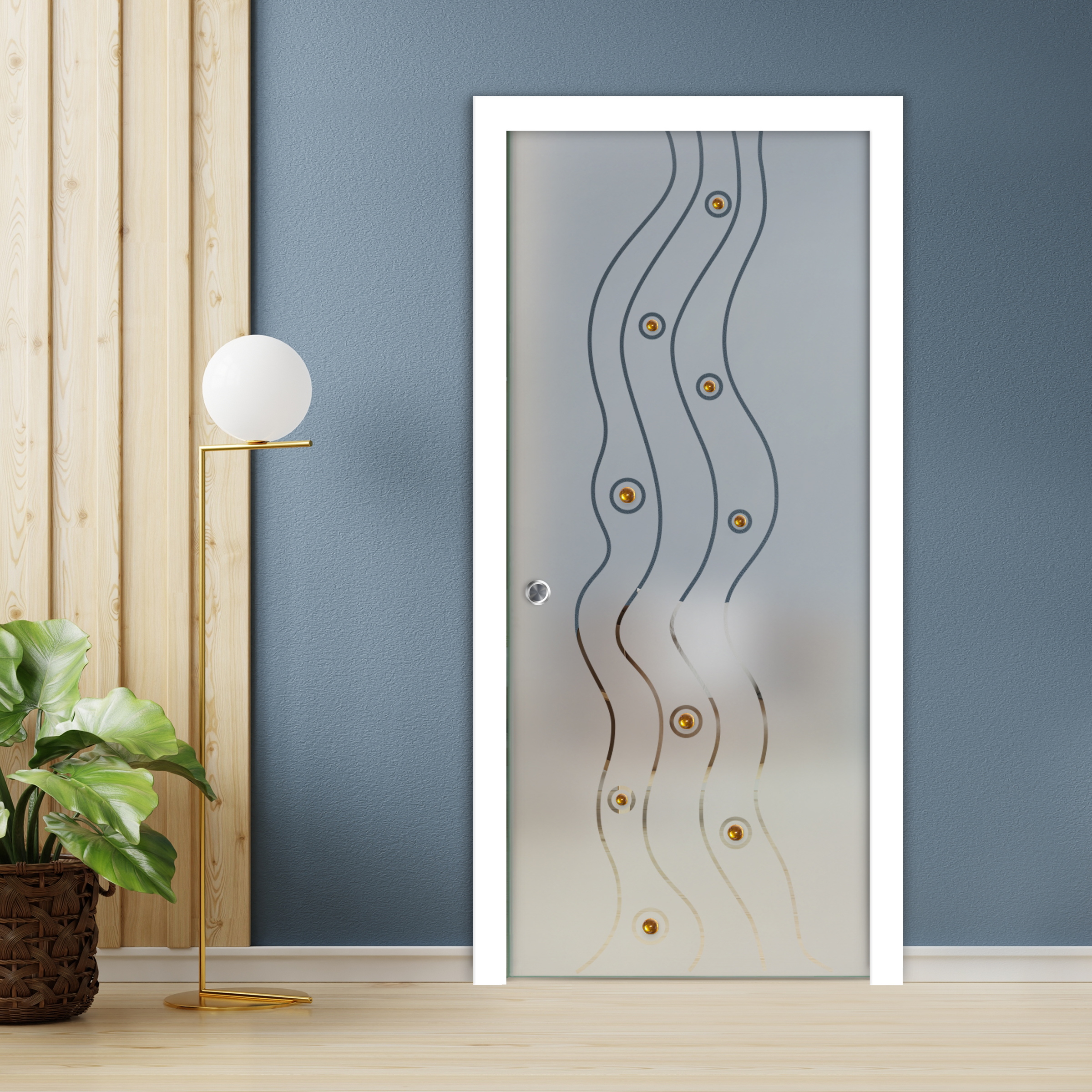 Pocket Glass Barn Door (Model PSGD-0120 Full-Private & Faceted Stone)