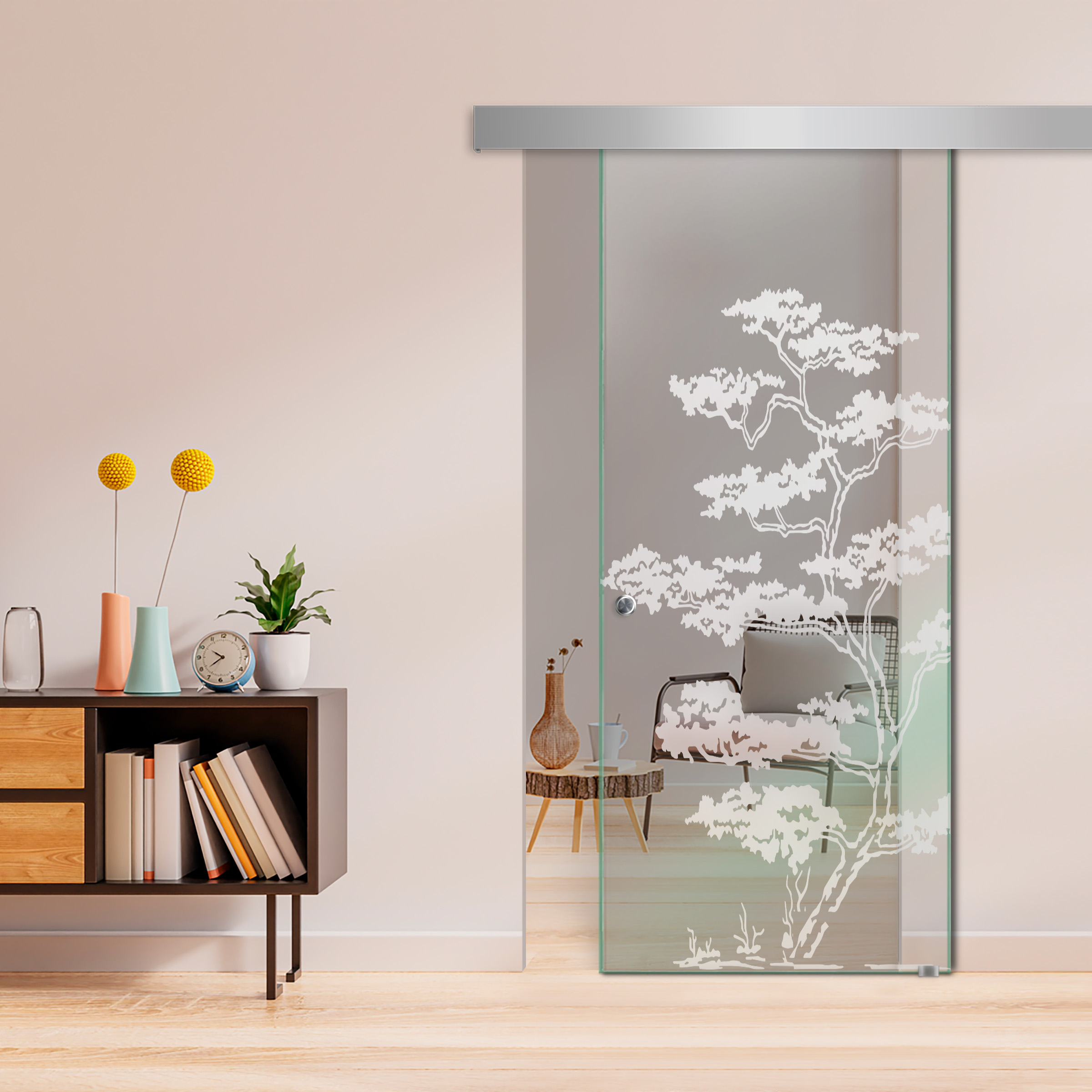 Sliding Glass Barn Door ALU100 (Non Private) Recessed Grip