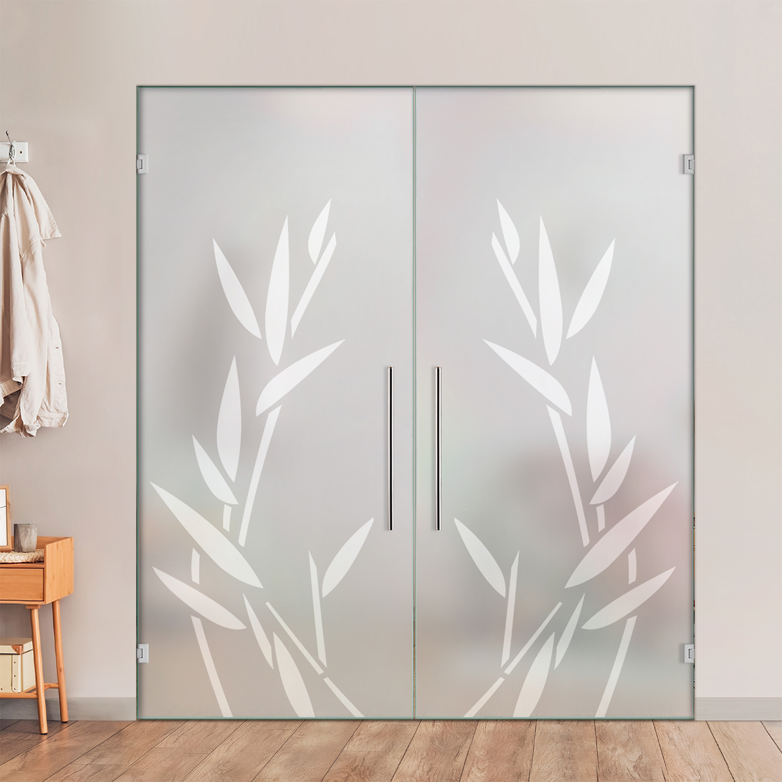 Double Swing Glass Door with Frosted Design (Full-private)