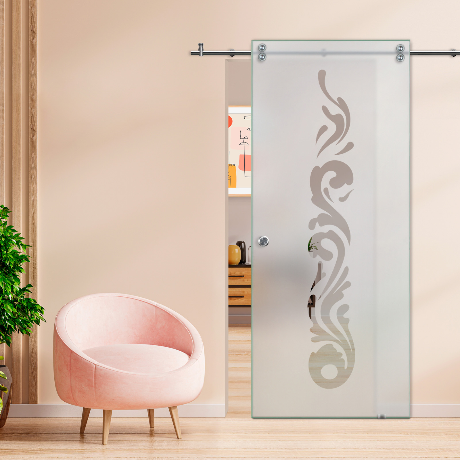 Sliding Barn Glass Door Recessed Grip (Semi-Private)