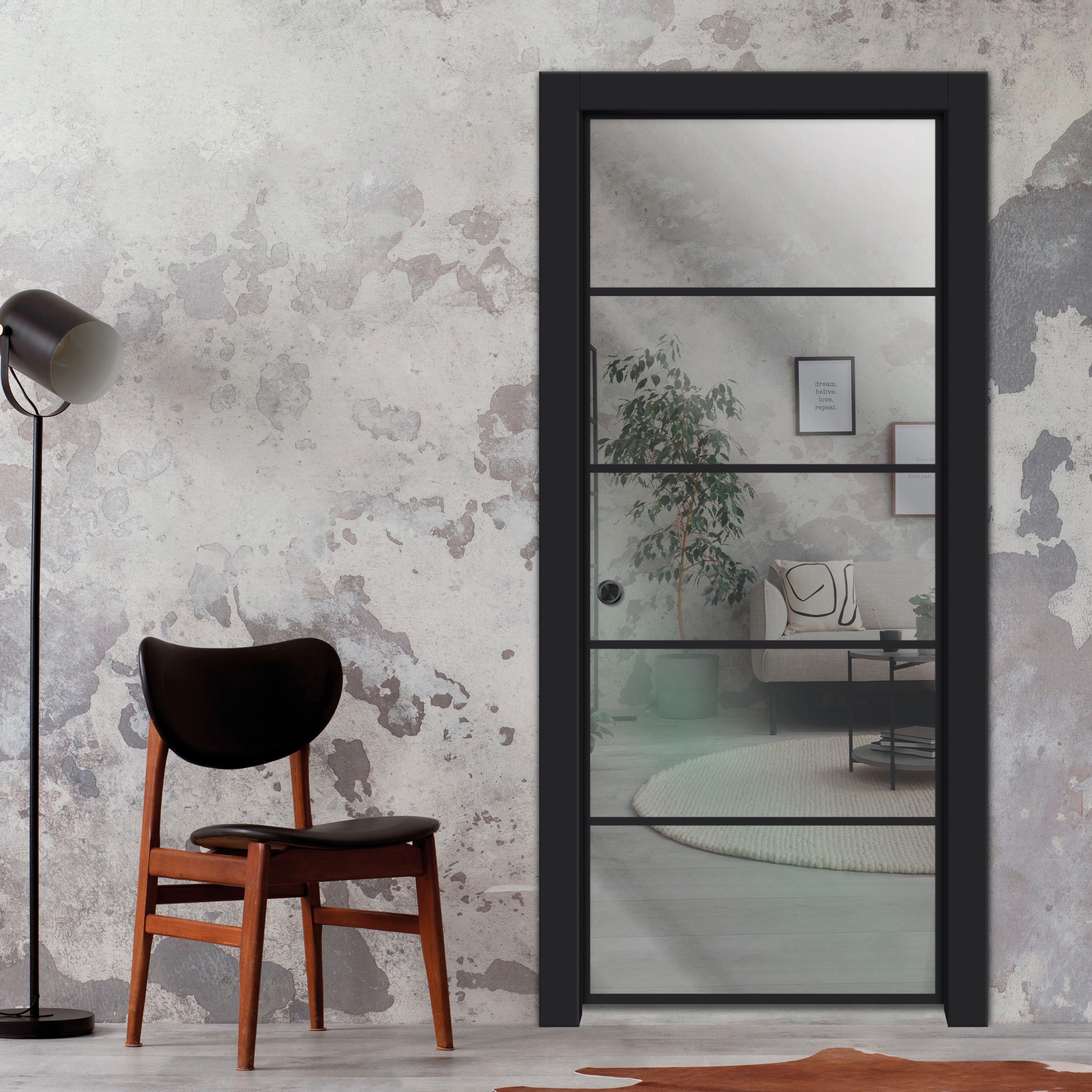Frameless Glass Pocket Door Industrial Style PSGDIS-5370