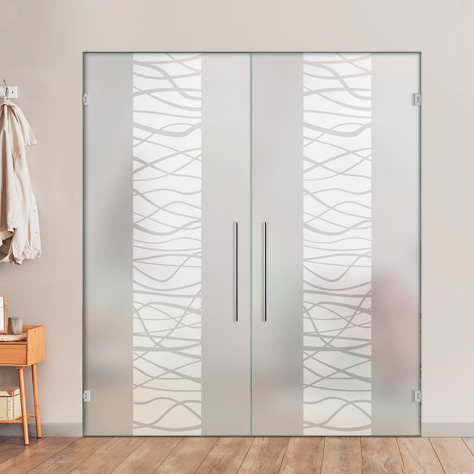 Double Swing Glass Door with Frosted Design (Full-private)