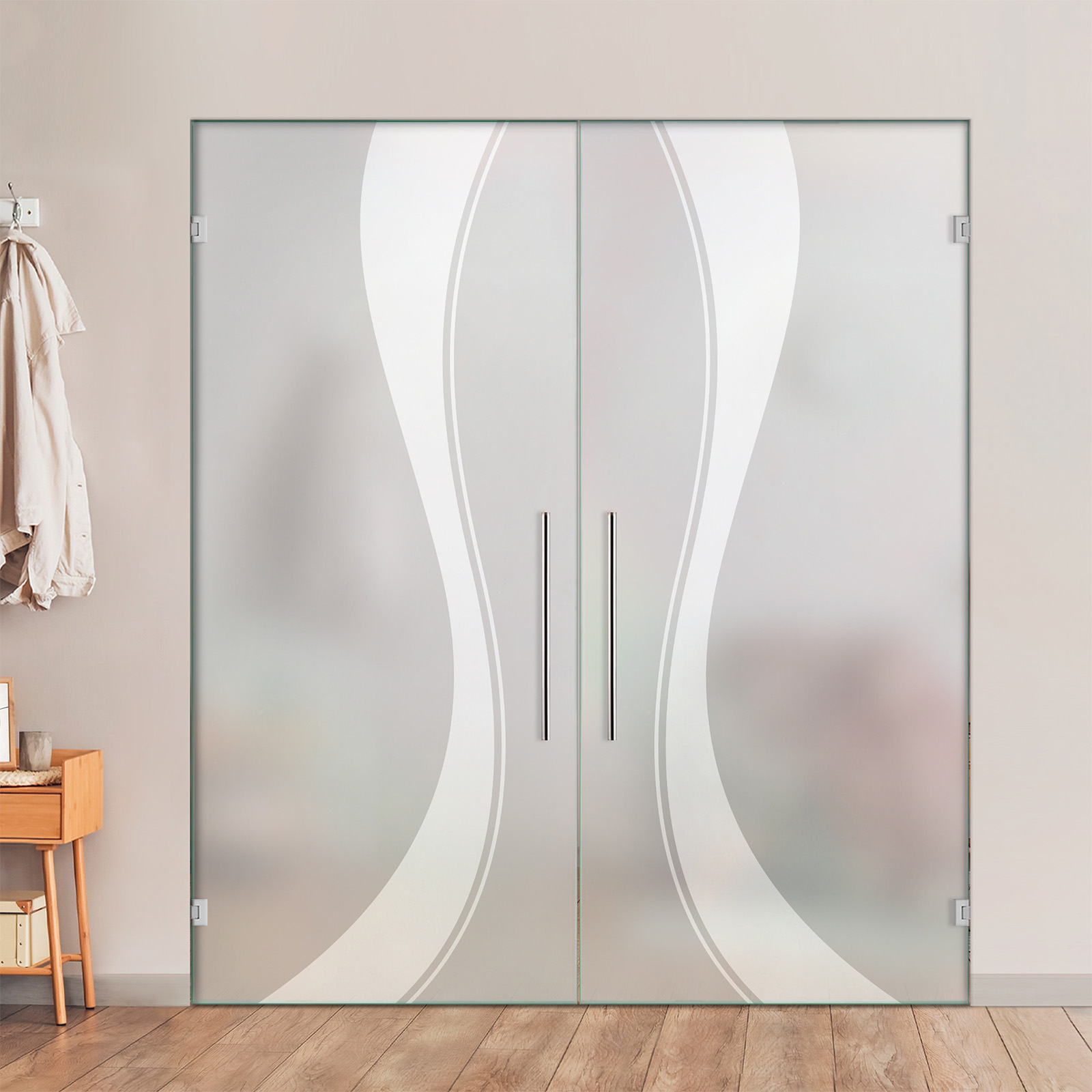 Double Swing Glass Door with Frosted Design (Full-private)