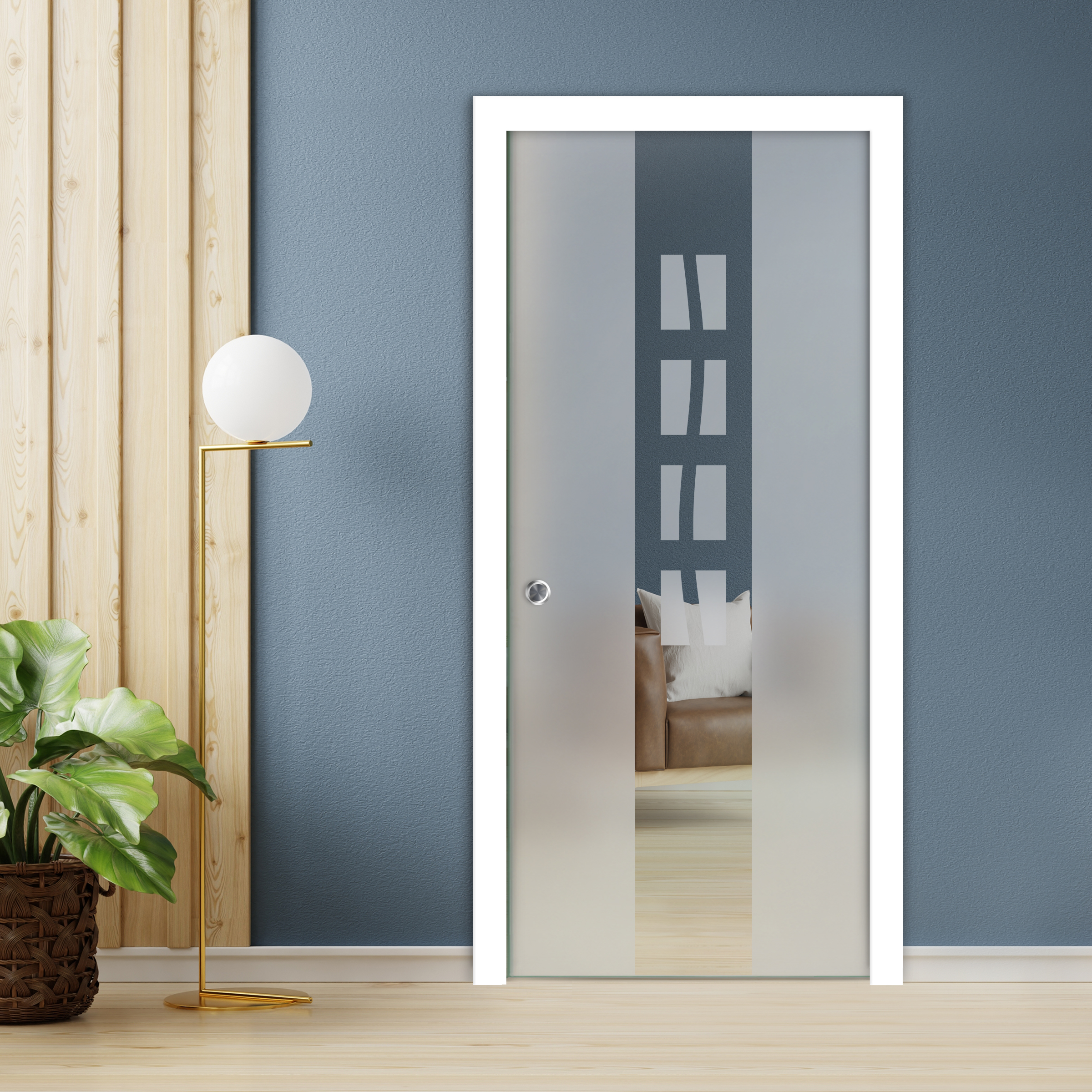 Pocket Glass Barn Door With Recessed Grip